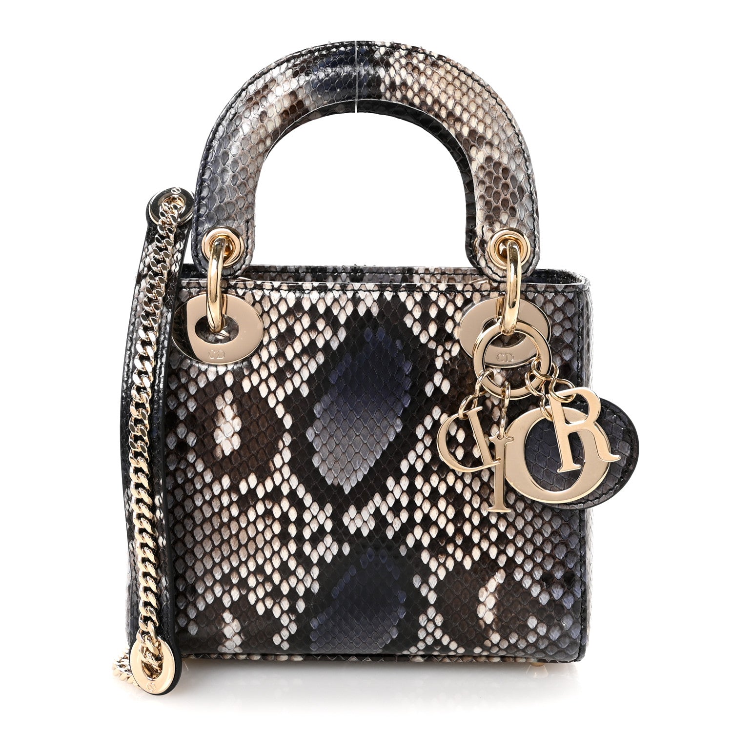 Christian Dior Snakeskin Mini Lady Dior Bleu Multicolor 1777181