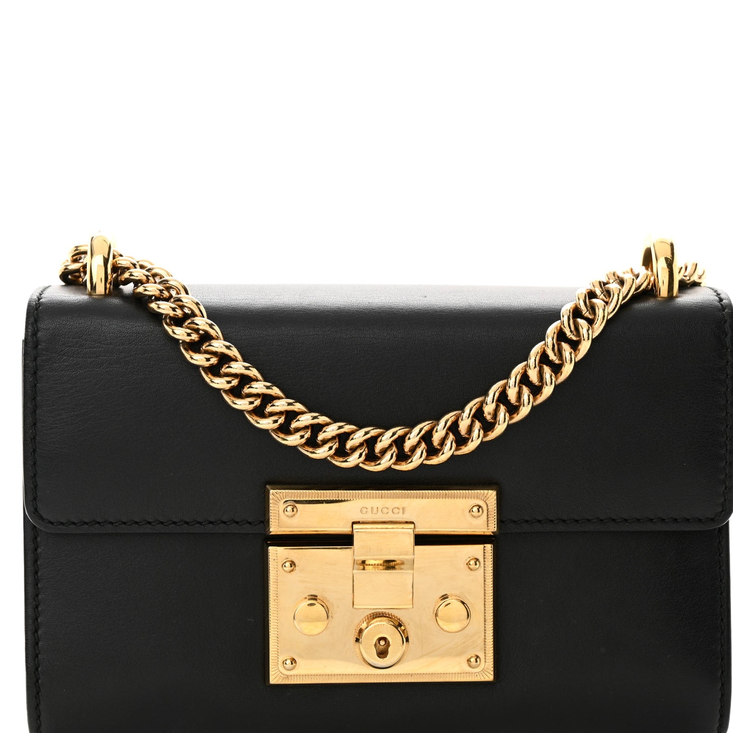 Calfskin Small Padlock Shoulder Bag Black