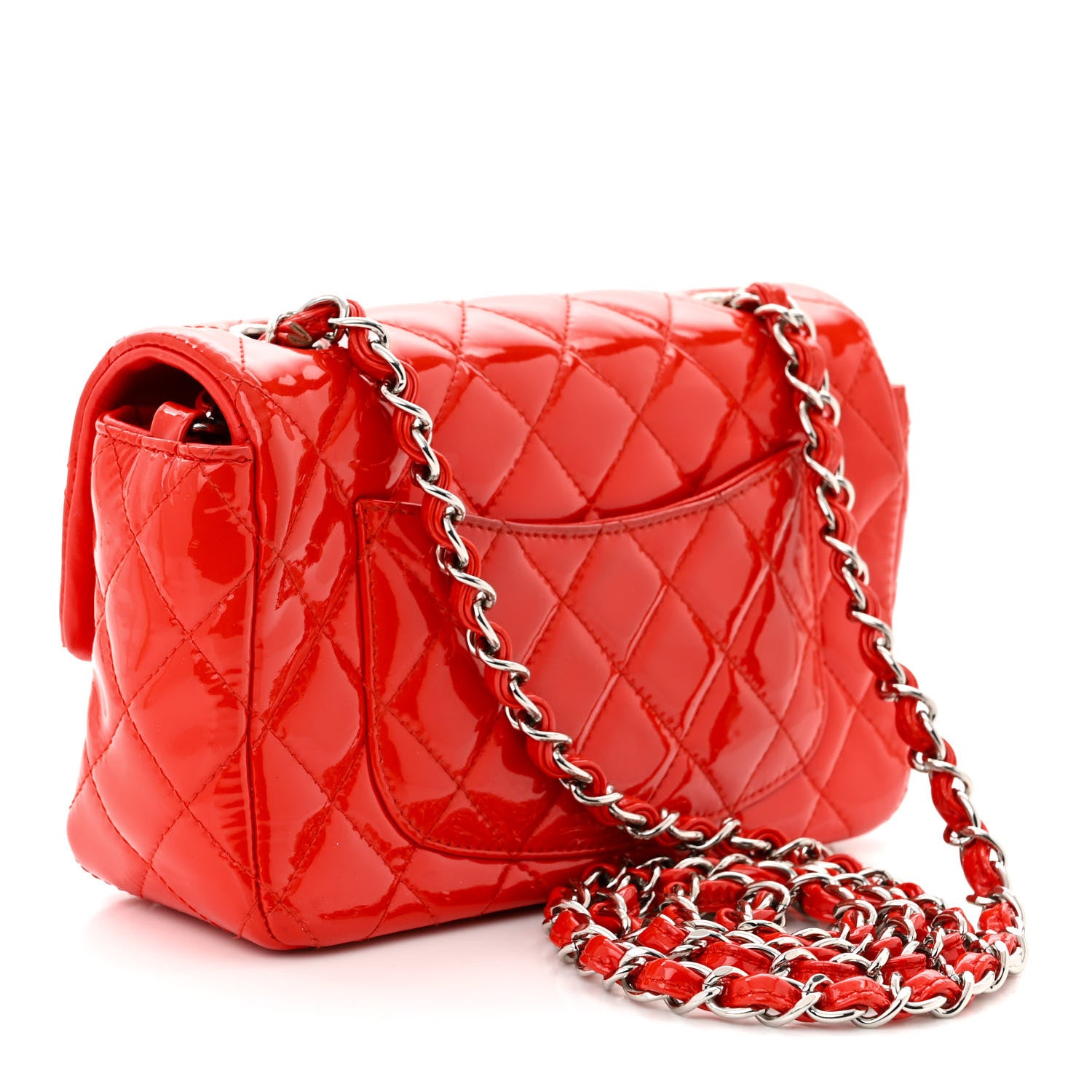 Chanel Patent Calfskin Quilted Mini Rectangular Flap Red 3 of 11