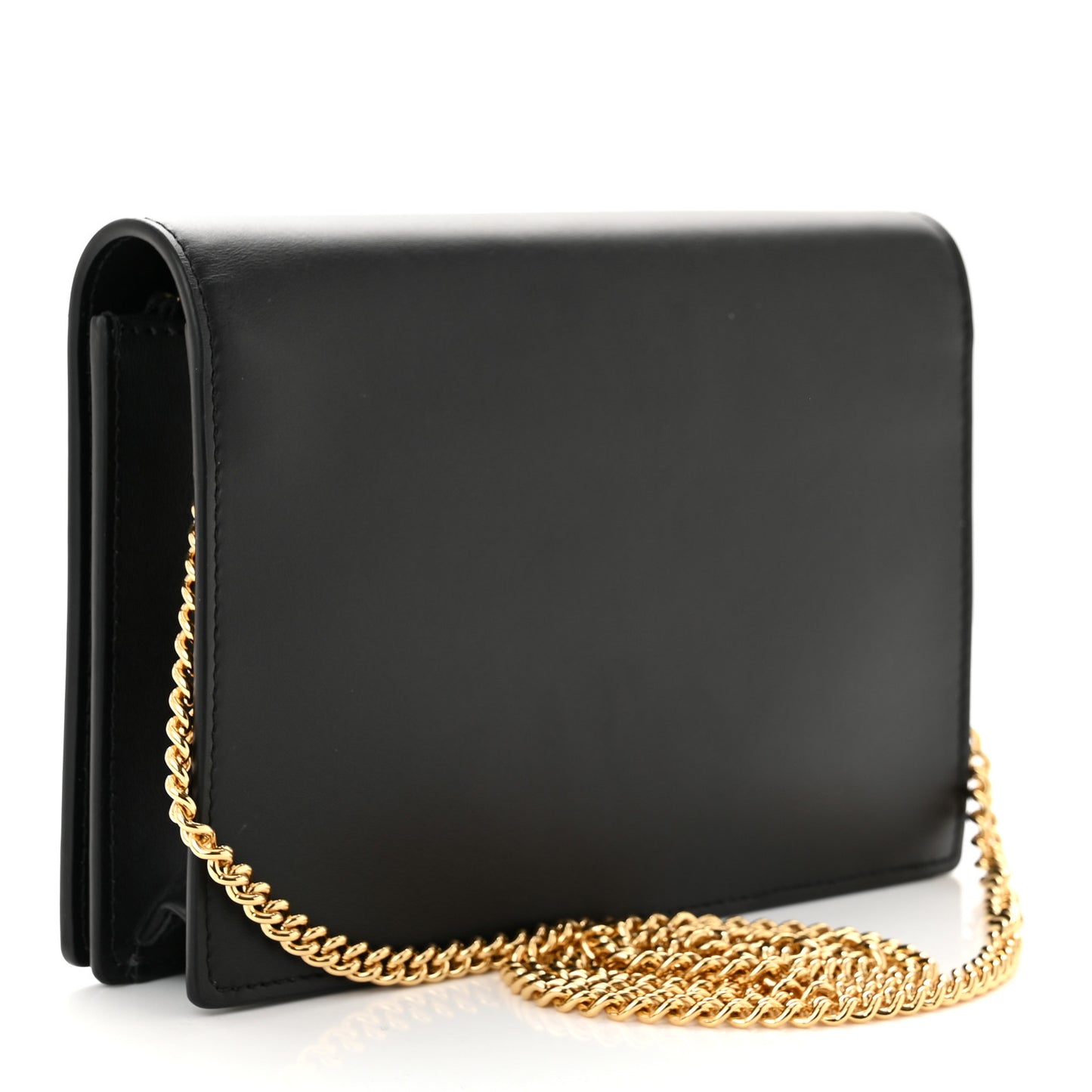 Vitello King Tamponato Logo Embossed Medium Wallet On Chain Black