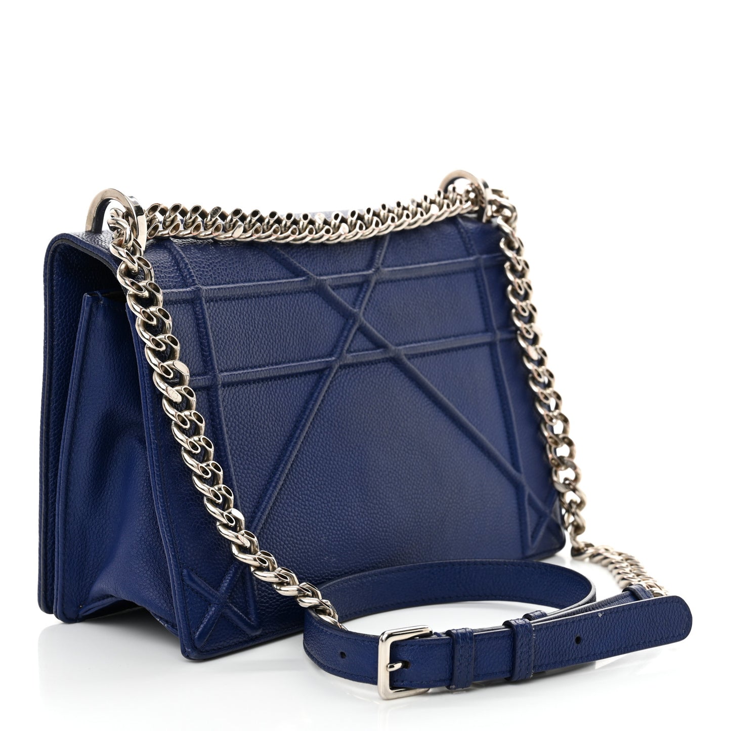 Grained Calfskin Medium Diorama Flap Bag Blue