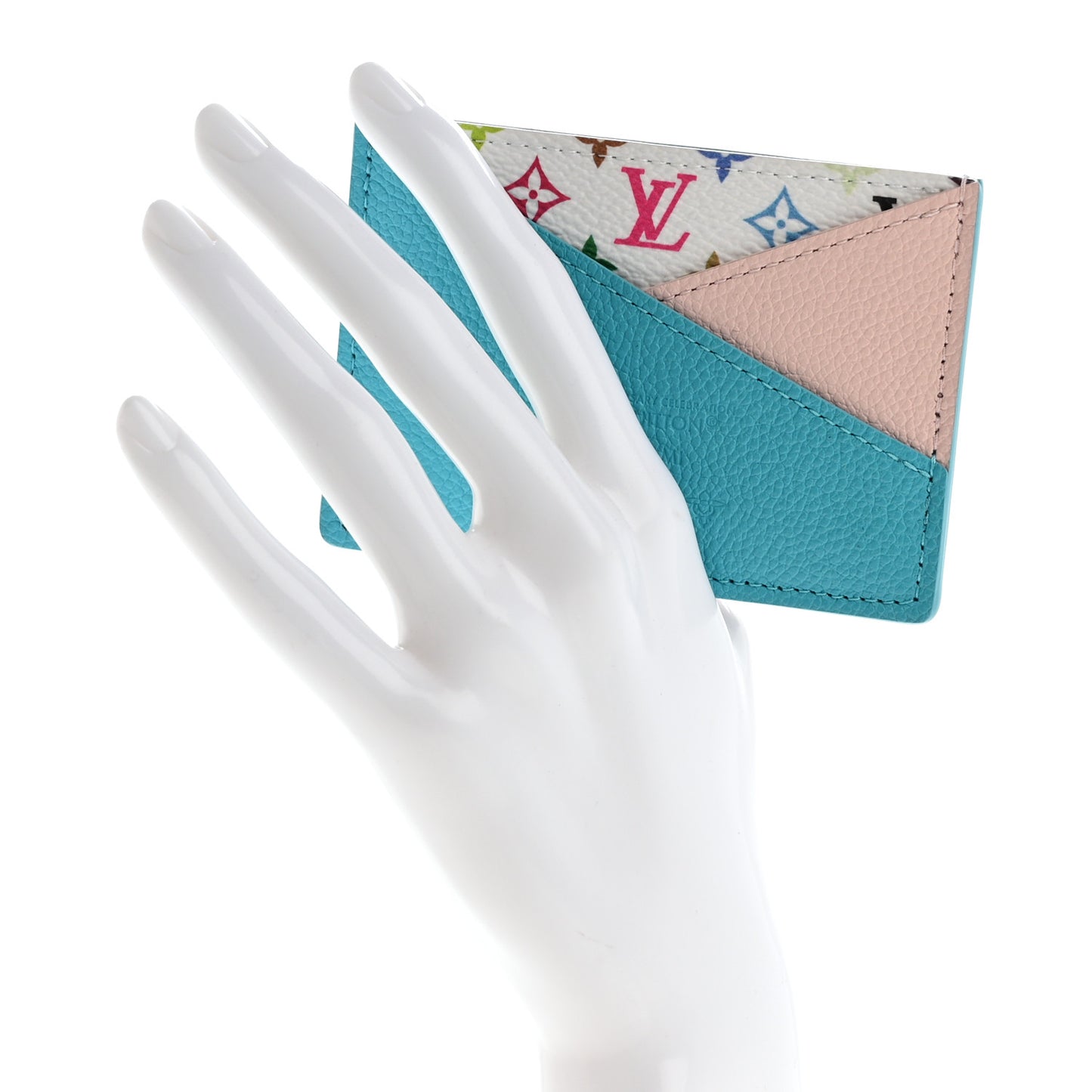 LV X TM Monogram Multicolor Criss-Cross Card Holder Kabira Blue Rose