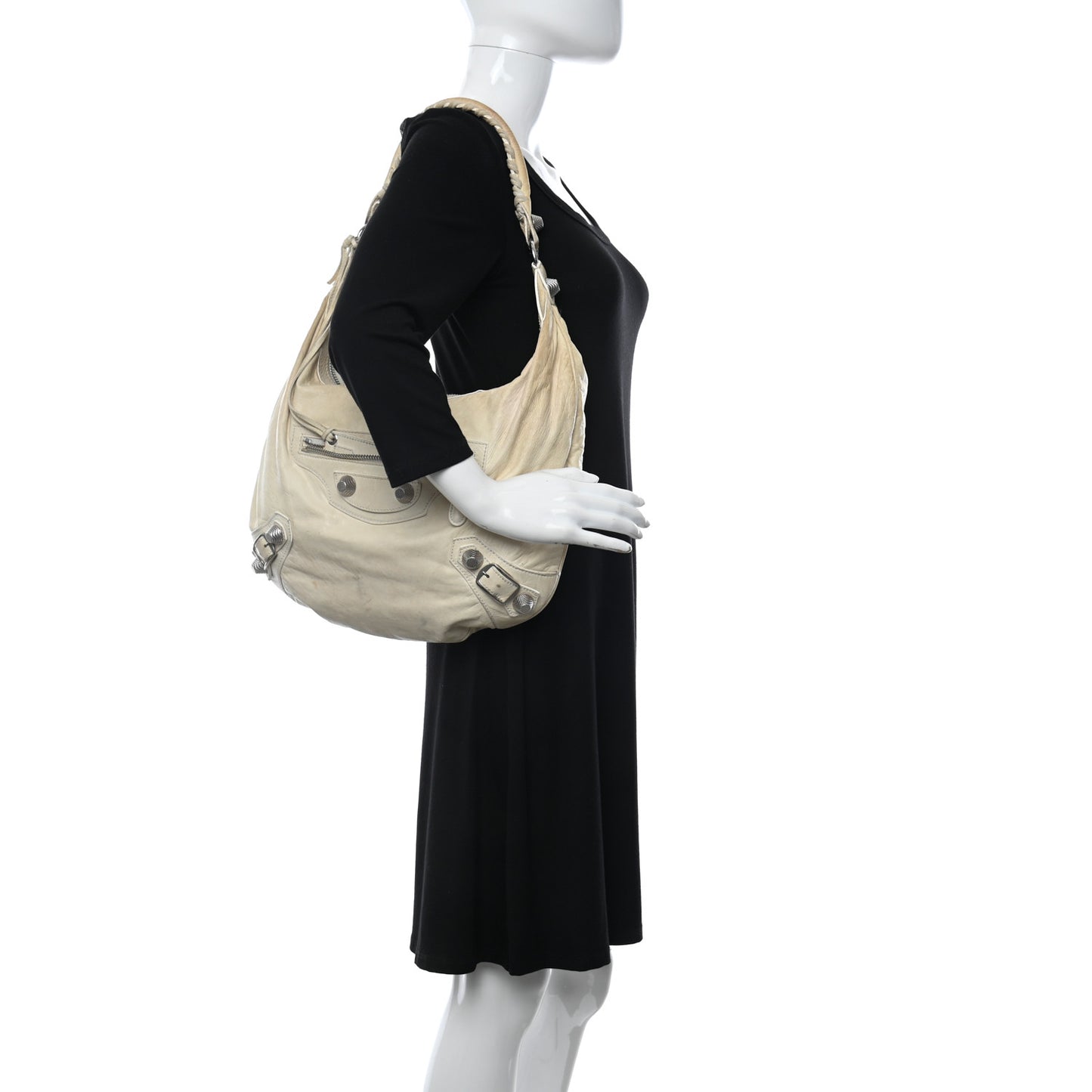 Agneau Giant 21 Silver Hardware Hobo White