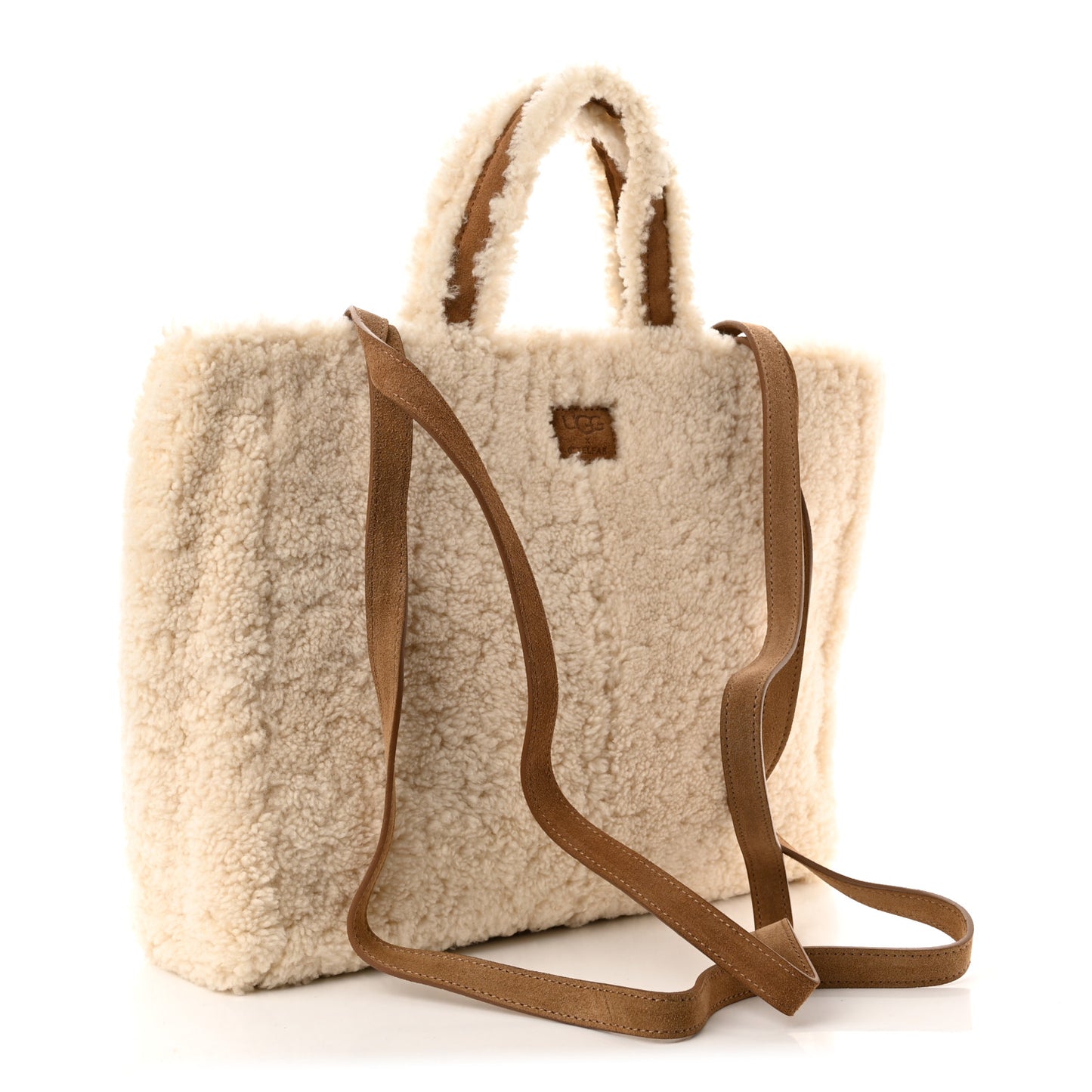 X UGG Suede Shearling Medium Shopping Bag Natural