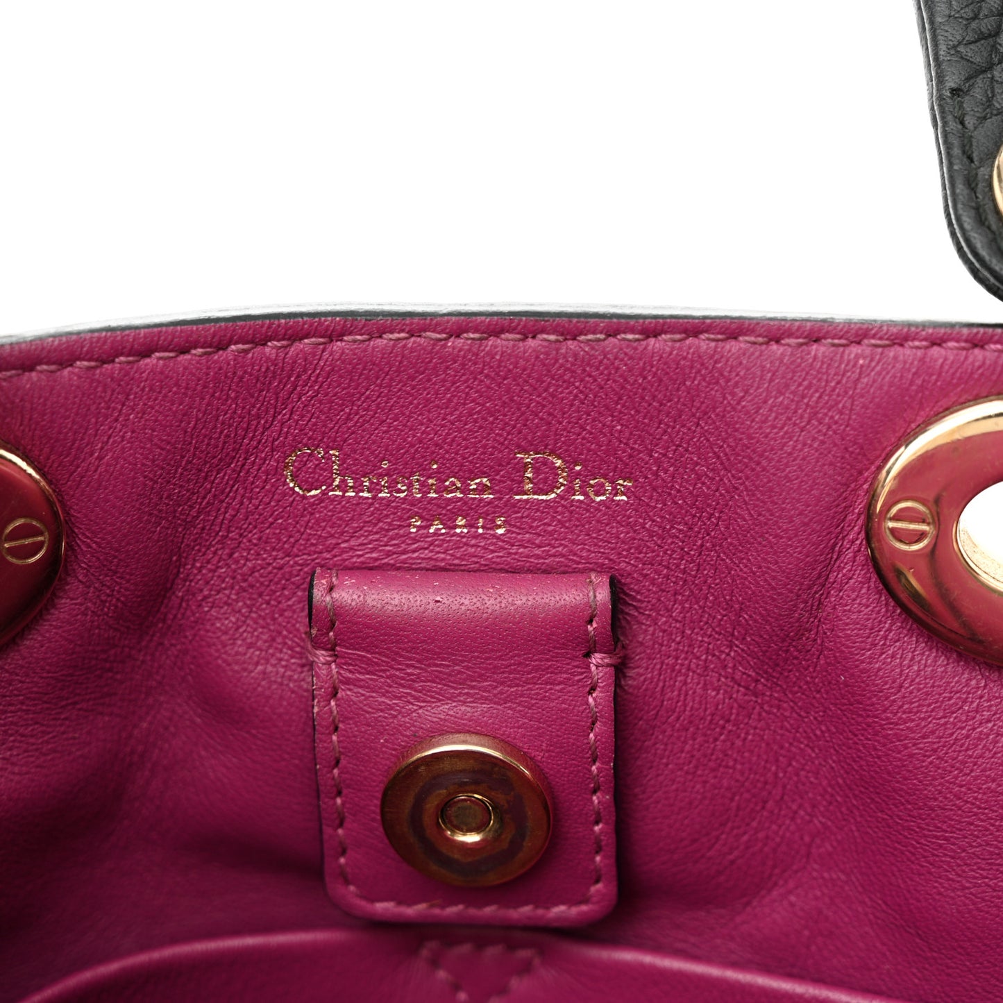 CHRISTIAN DIOR Bullcalf Small Diorissimo Tote Black Rose Indien