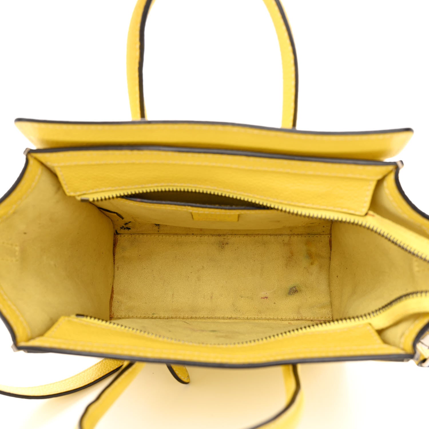 Celine Drummed Calfskin Nano Luggage Citron 5 of 20