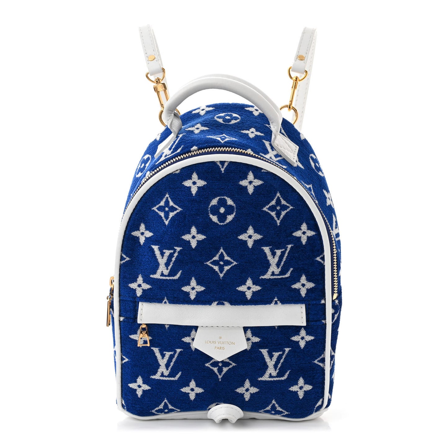 Jacquard Velvet Monogram Palm Springs Backpack Mini Blue