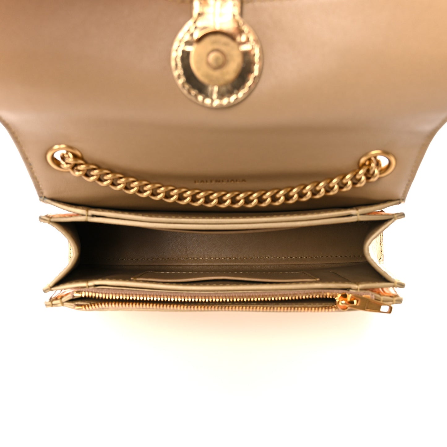 Metallic Supple Calfskin Crocodile XS Crush Chain Bag Gold