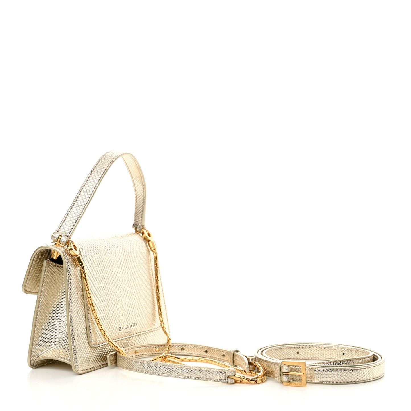 x ALEXANDER WANG Metallic Karung Serpenti Top Handle Belt Bag Light Gold