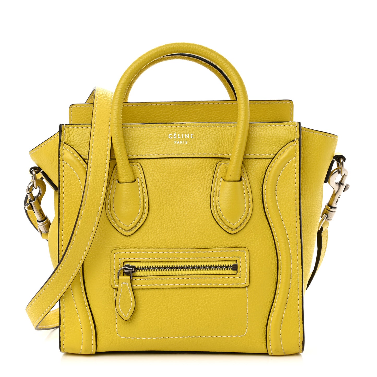Drummed Calfskin Nano Luggage Citron