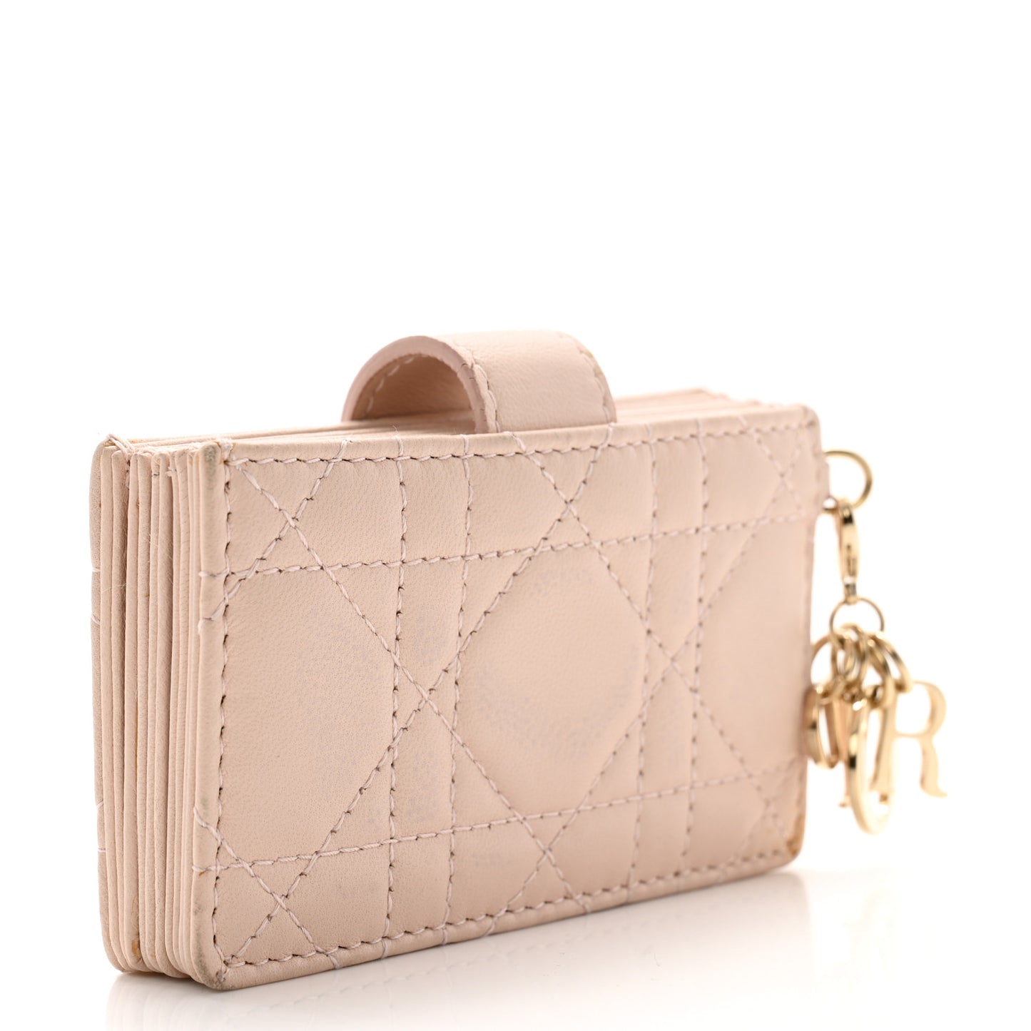 Lambskin Cannage Lady Dior 5-Gusset Card Holder Light Pink