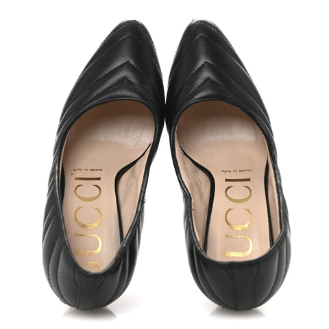 Nappa Charlotte Chevron Matelasse Double G 95mm Pumps 37.5 Black