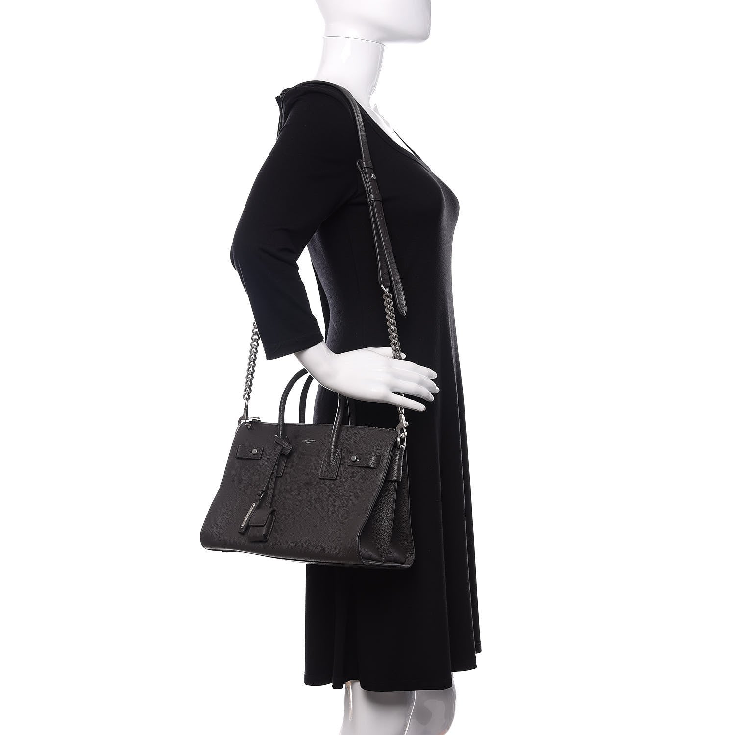 Saint Laurent Grained Calfskin Baby Supple Sac De Jour Asphalt 2 of 10