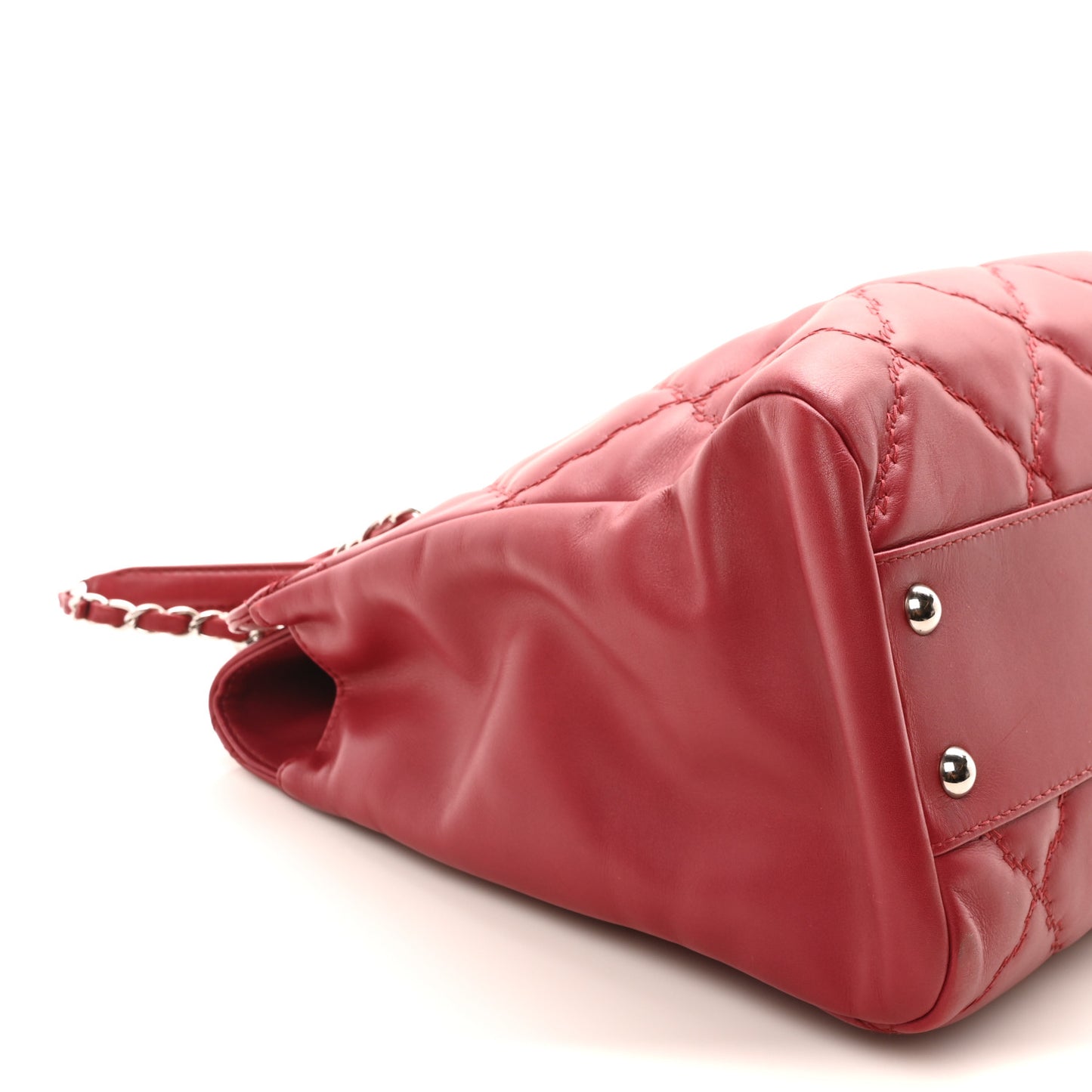 Calfskin Double Stitch Large Hamptons Tote Red
