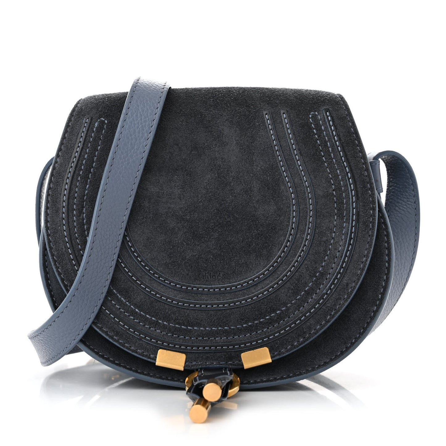 Suede Small Marcie Saddle Bag Graphite Navy