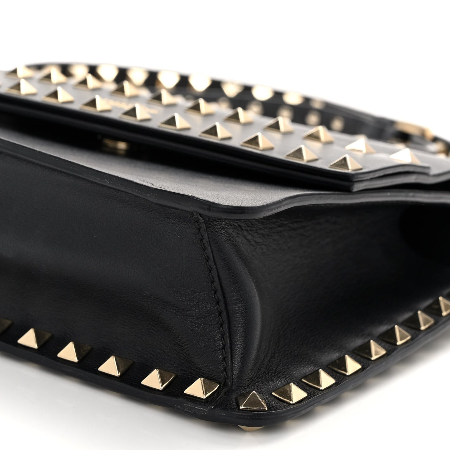 Vitello Rockstud Side Slip Crossbody Black