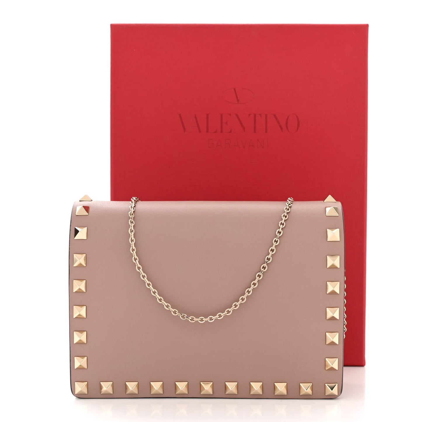 Vitello Rockstud Wallet on Chain Poudre