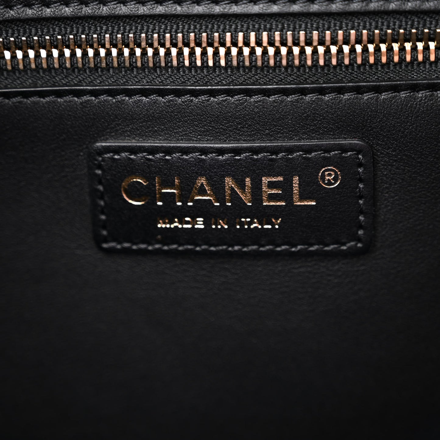 Calfskin Stitched Small Shopping Tote Black