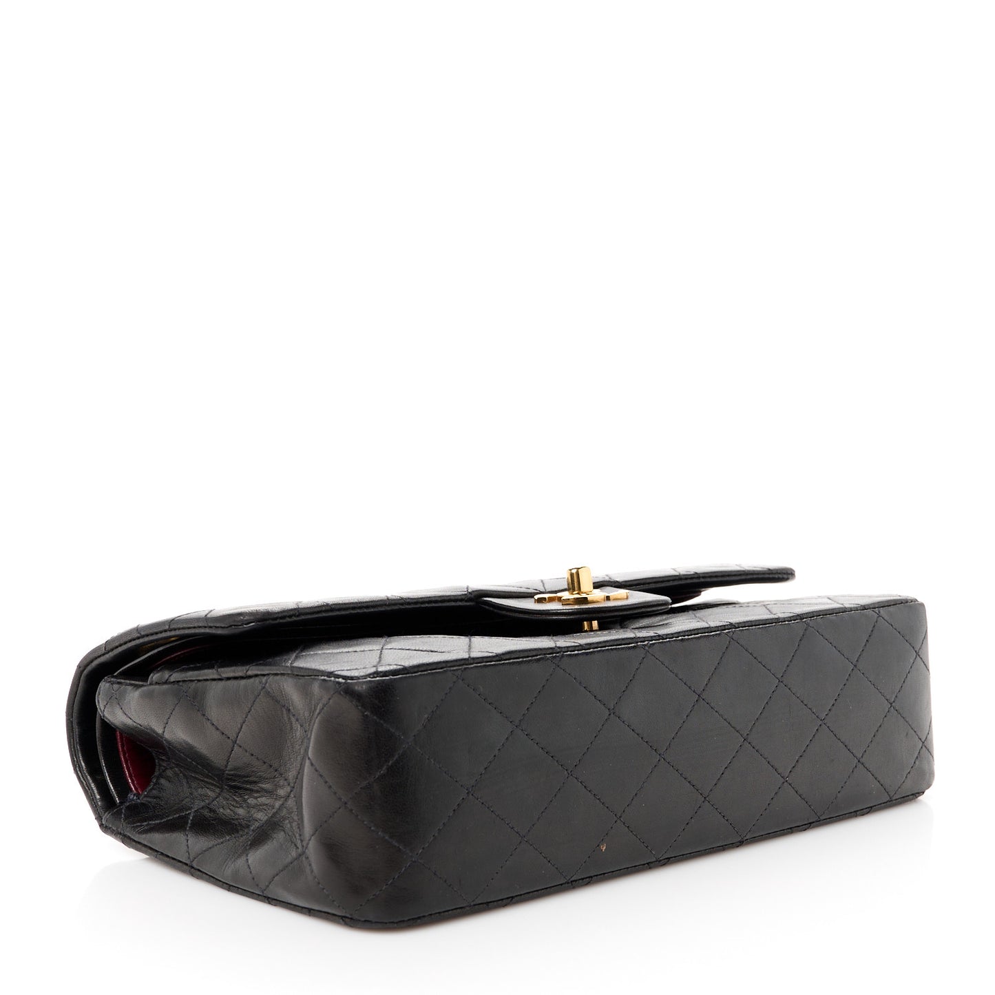 Lambskin Quilted Medium Double Flap Black