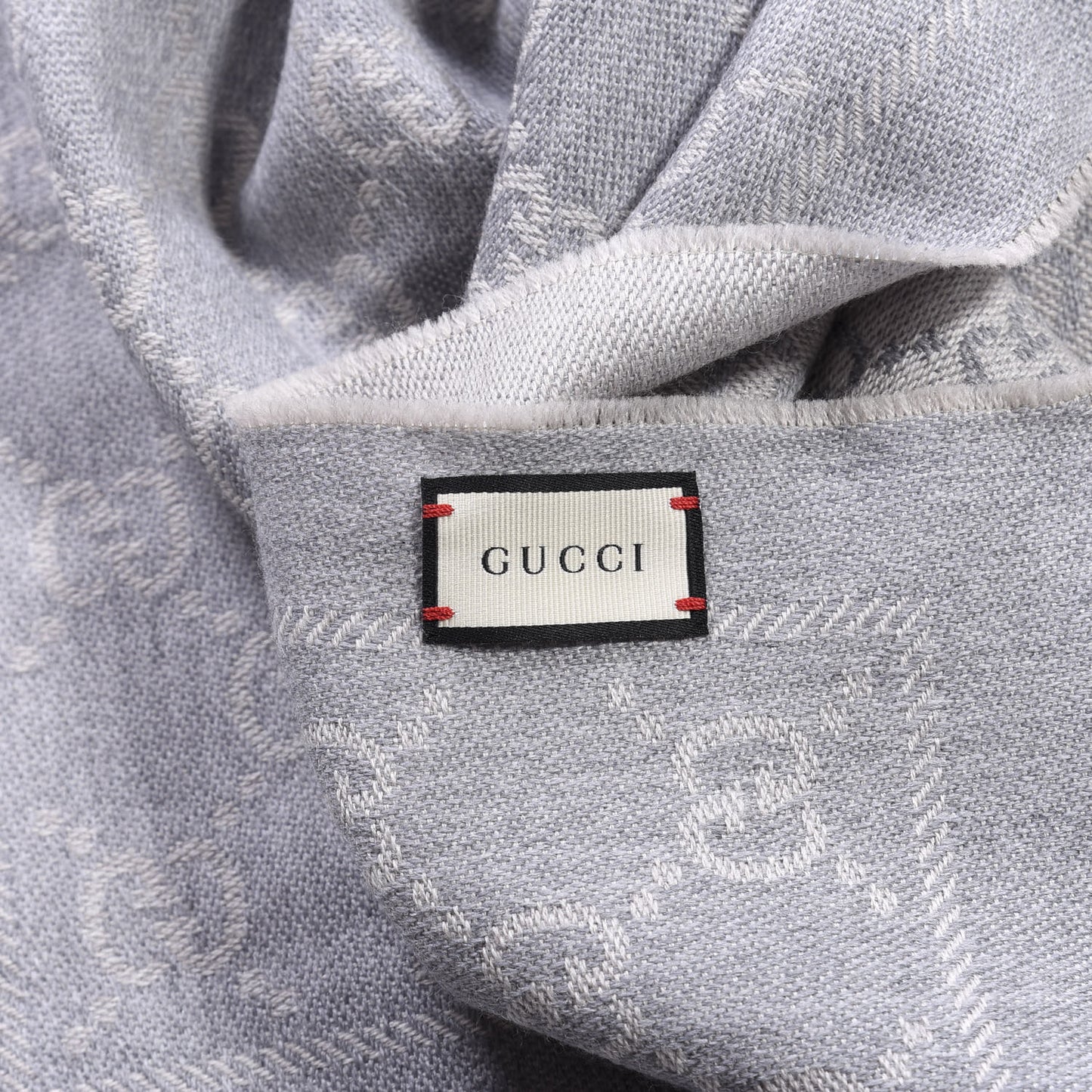 Wool Monogram Fringe Scarf Gray
