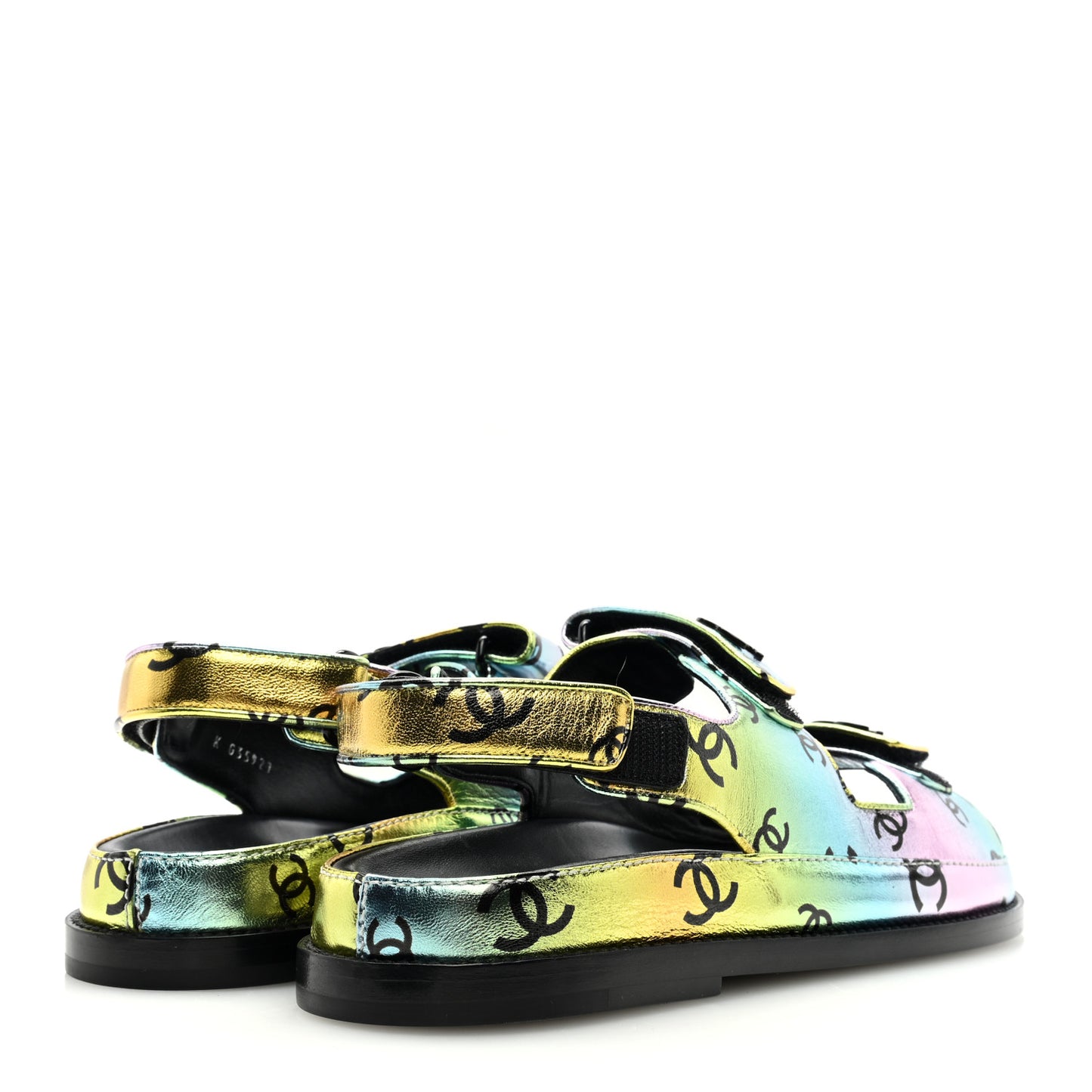 Laminated Lambskin Printed CC Dad Sandals 40 Multicolor