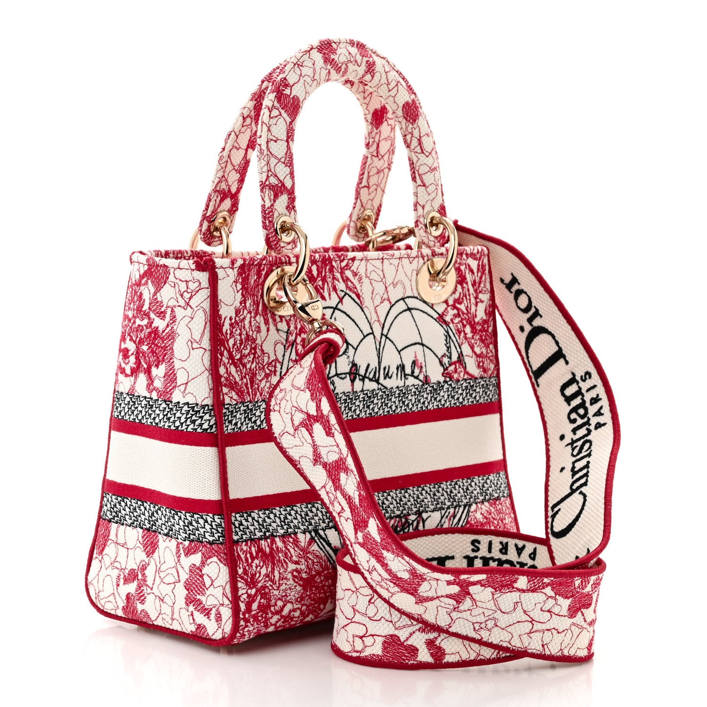 Canvas Embroidered Medium Dioramour D-Royaume Lady D-Lite Red Multicolor