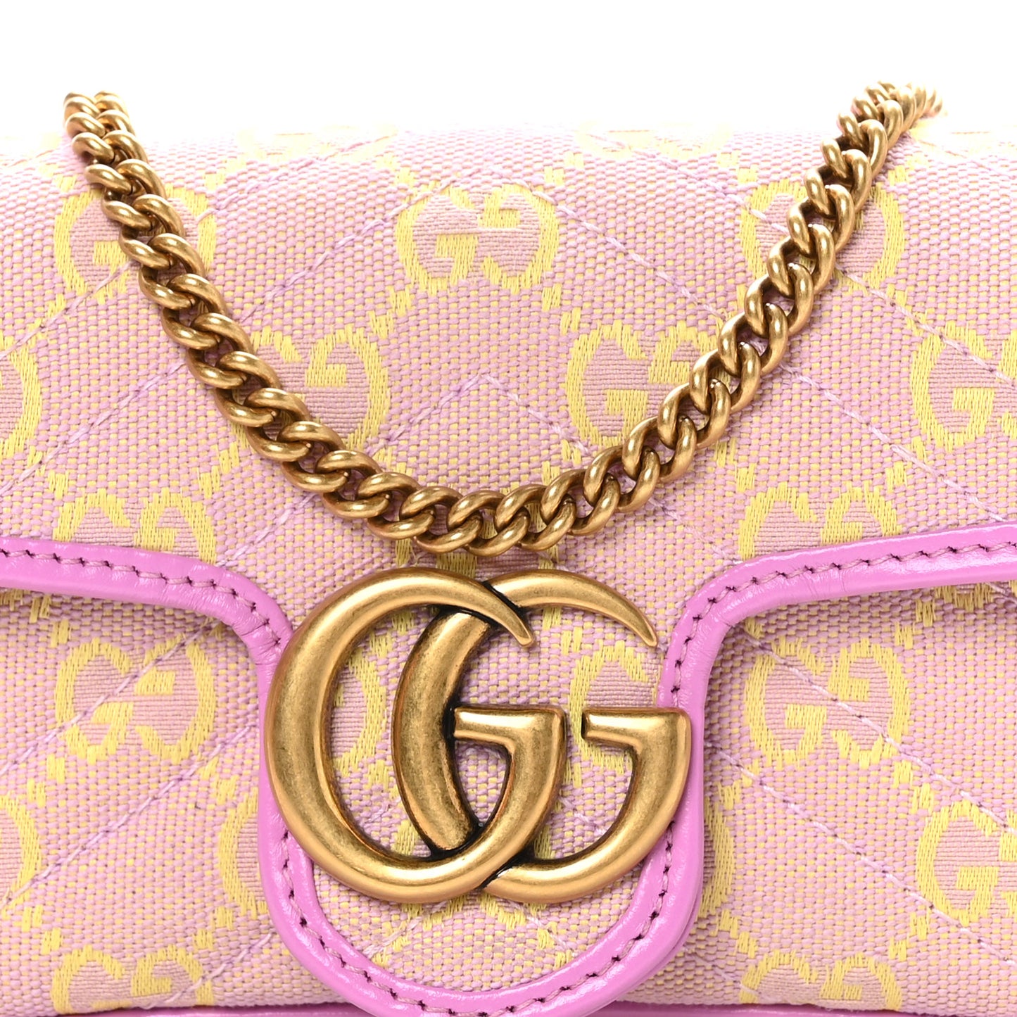 Monogram Super Mini GG Marmont Shoulder Bag Lilac Yellow