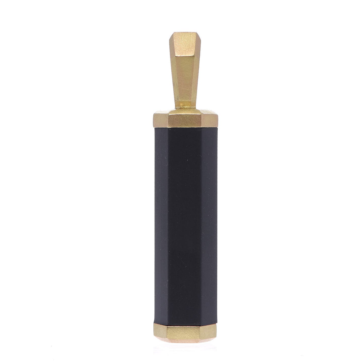 18K Gold Rubber 29.5mm Mens Hex Enhancer Pendant Black