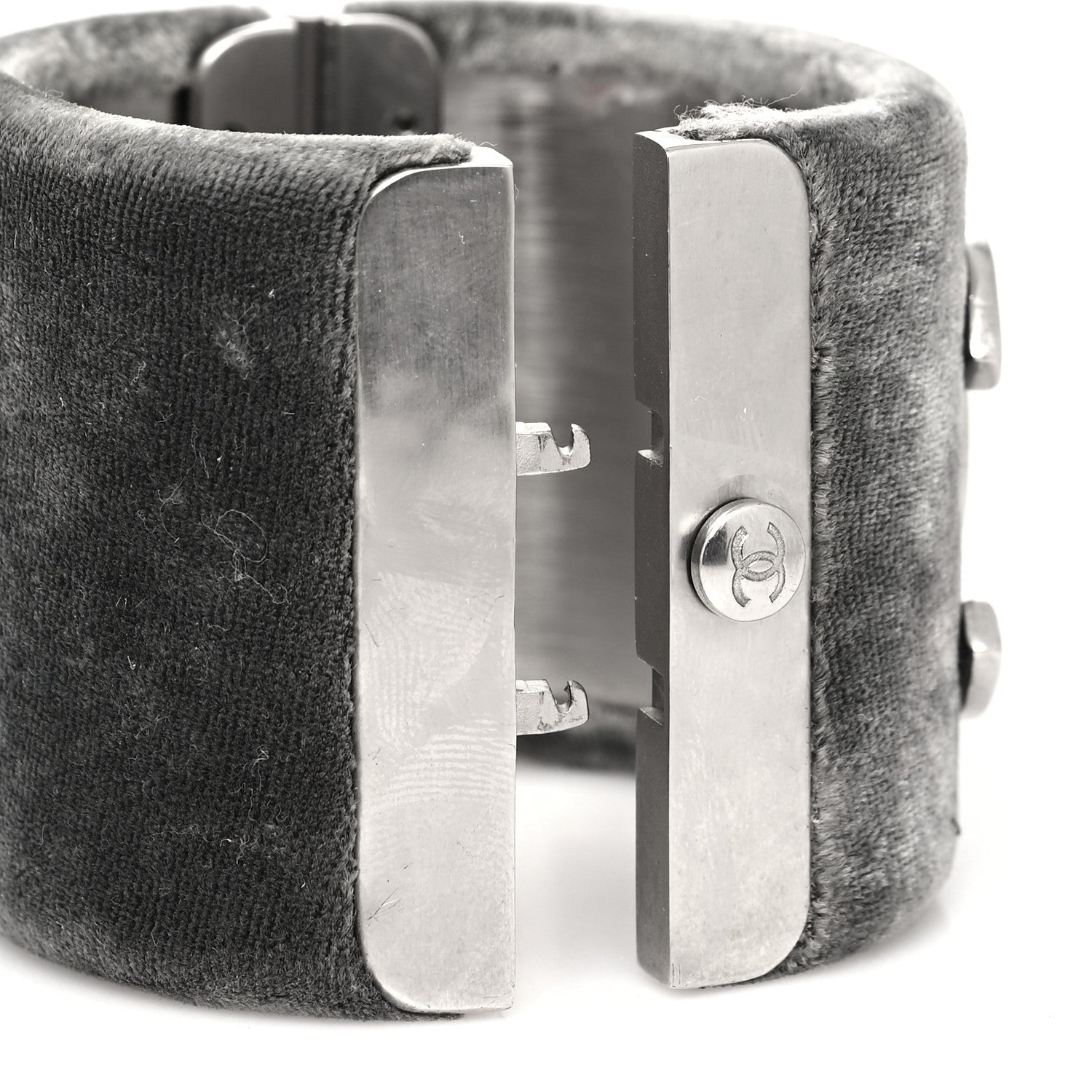 Chanel Velvet CC Cuff Silver Grey 4 of 7
