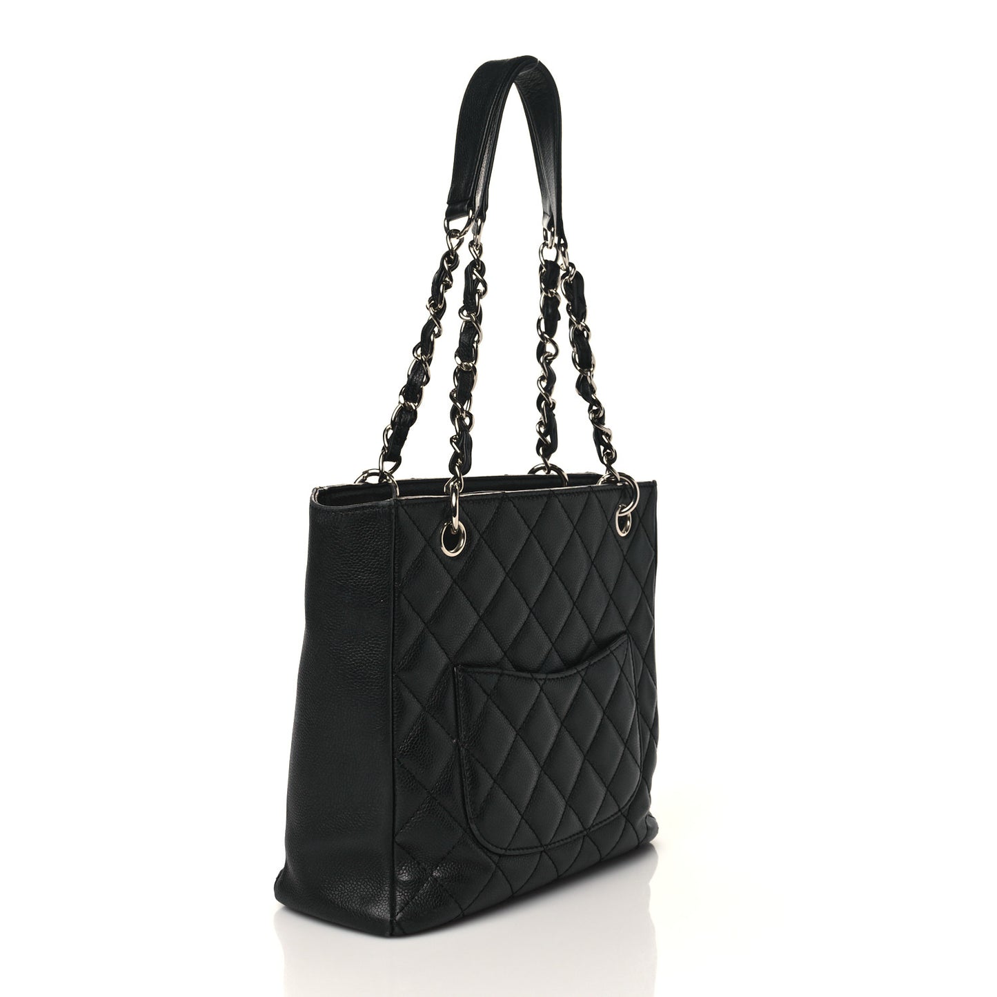 Caviar Quilted Petit Shopping Tote PST Black
