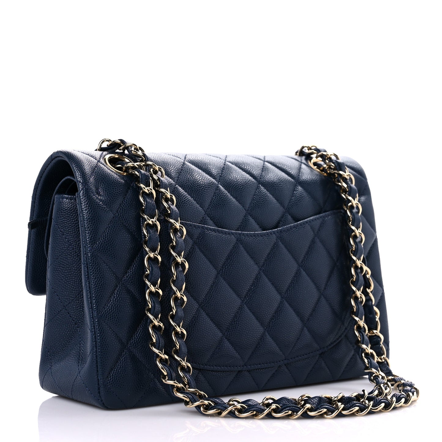 Caviar Quilted Small Double Flap Navy