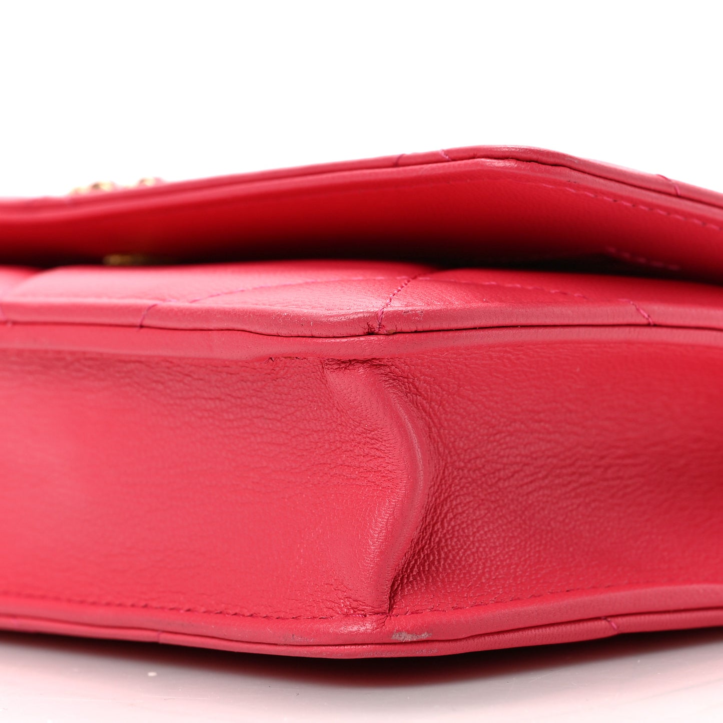 Lambskin Quilted Chanel 19 Wallet On Chain WOC Dark Pink