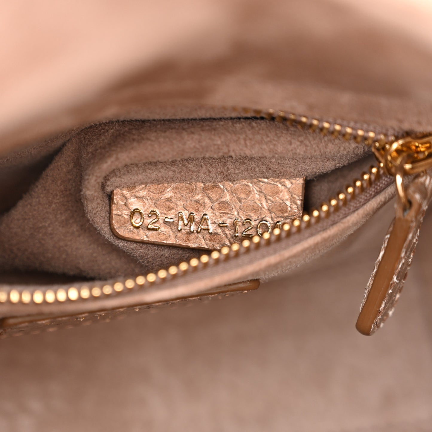 Metallic Snakeskin Mini Lady Dior Light Gold Multicolor
