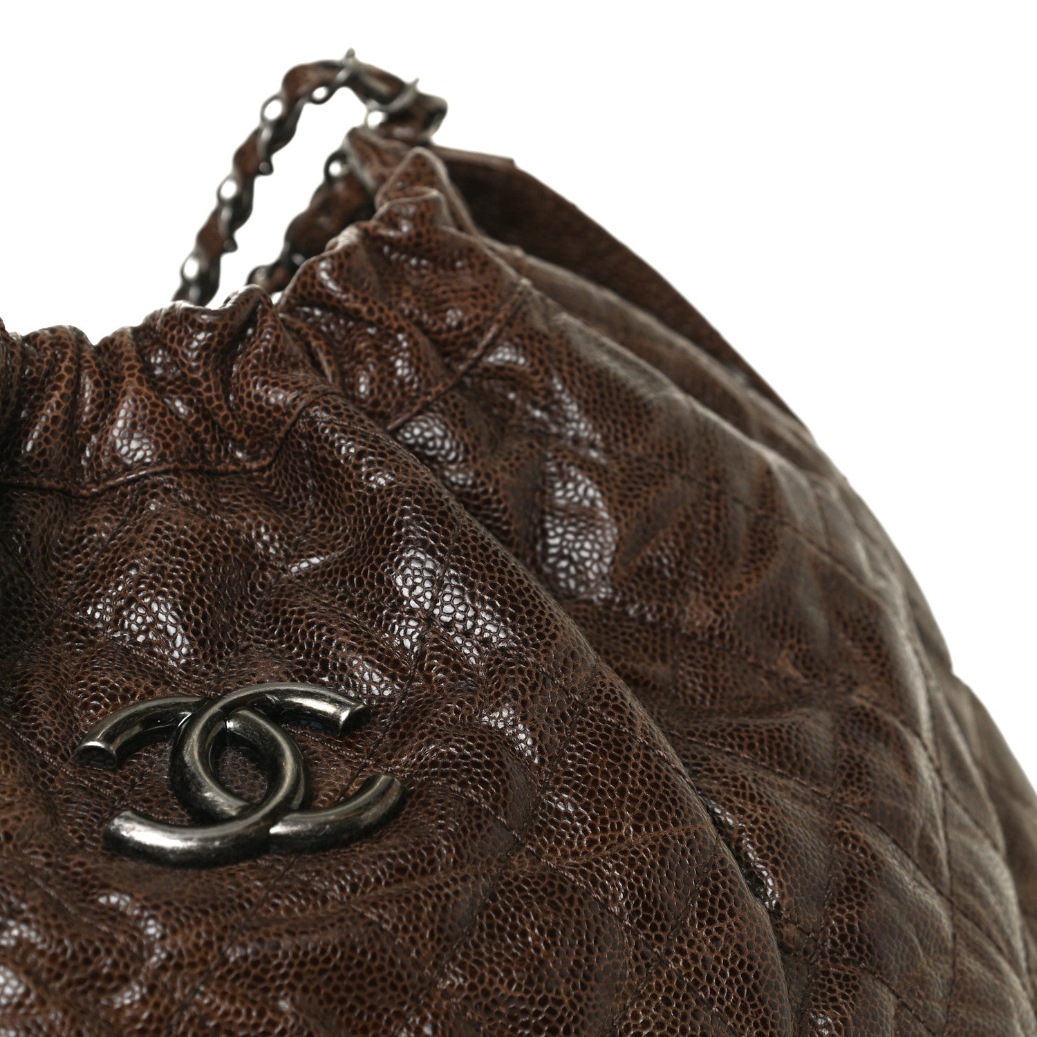 Chanel Distressed Glazed Caviar Quilted Medium Elastic Tote Brown 13 of 13