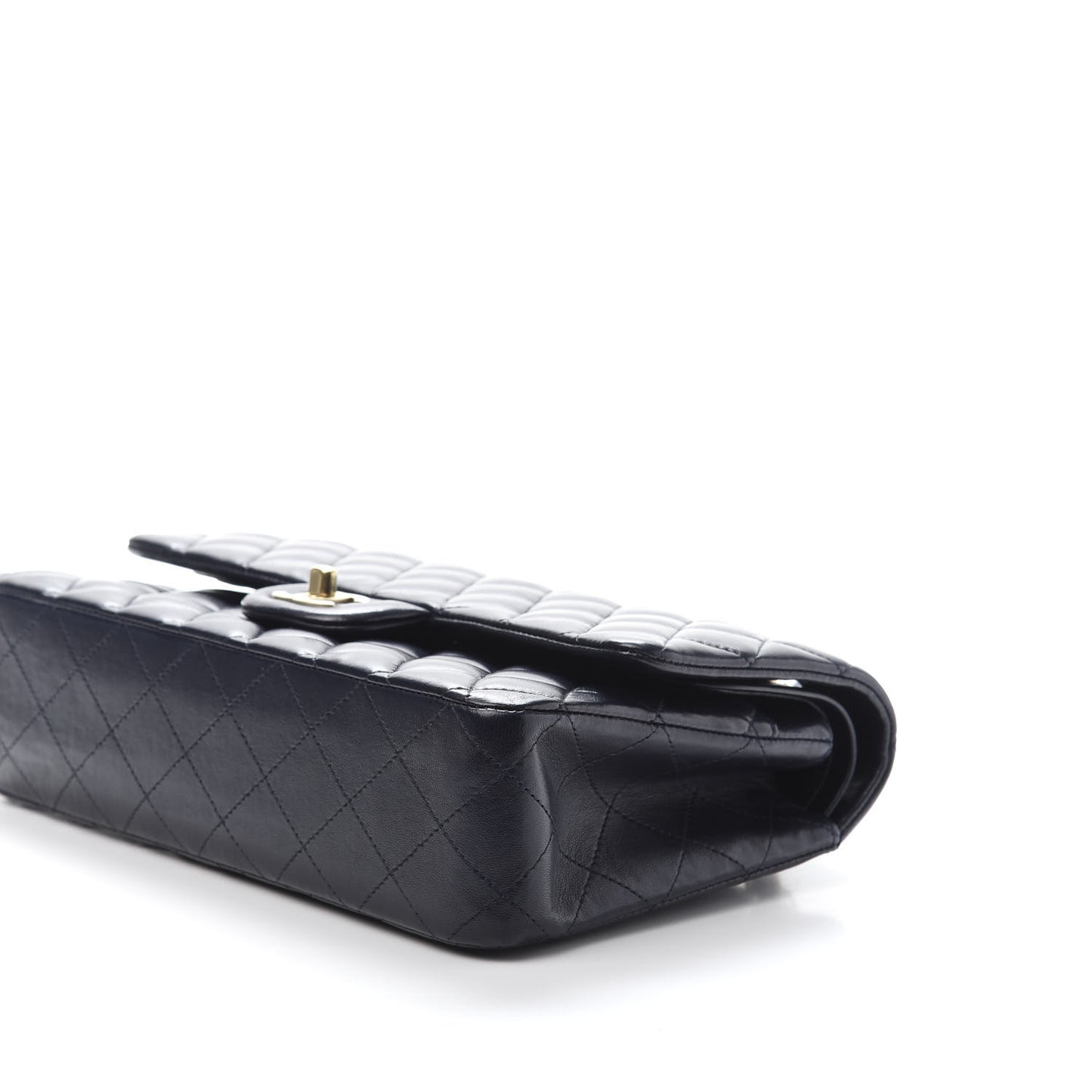 Lambskin Quilted Medium Double Flap Navy