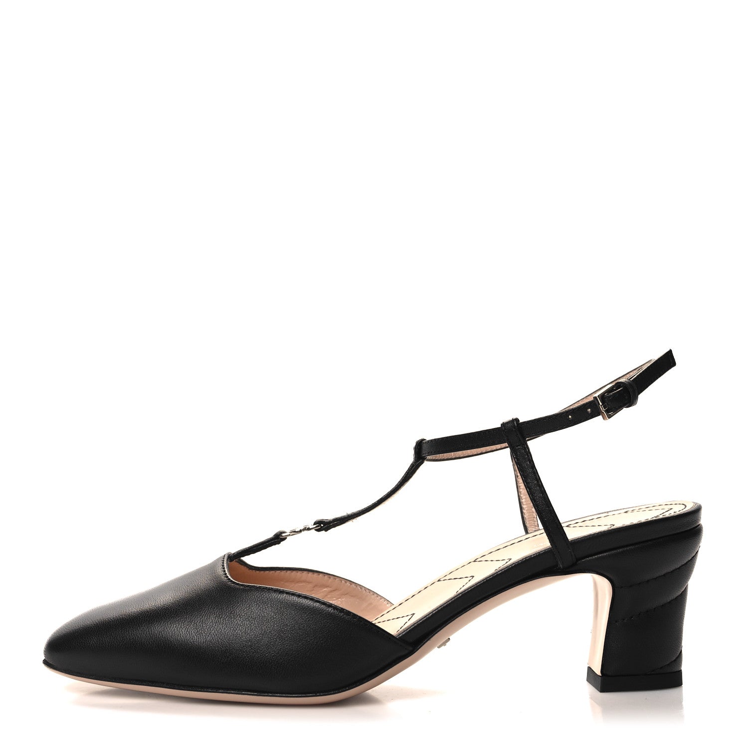 Gucci Nappa Charlotte Petite GG 55mm Slingback Pumps 36 Black 1 of 8