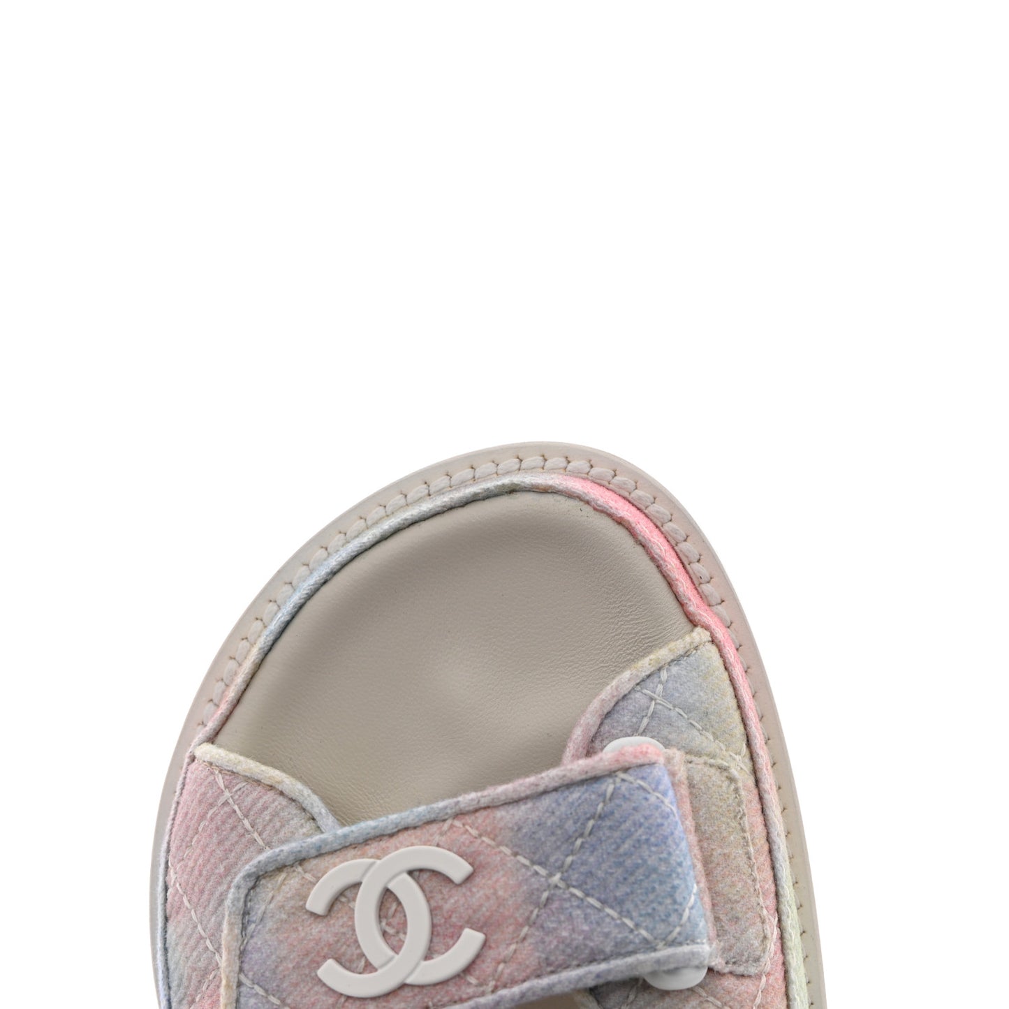 Printed Fabric Quilted Dad Sandals 35 Green Pink Blue