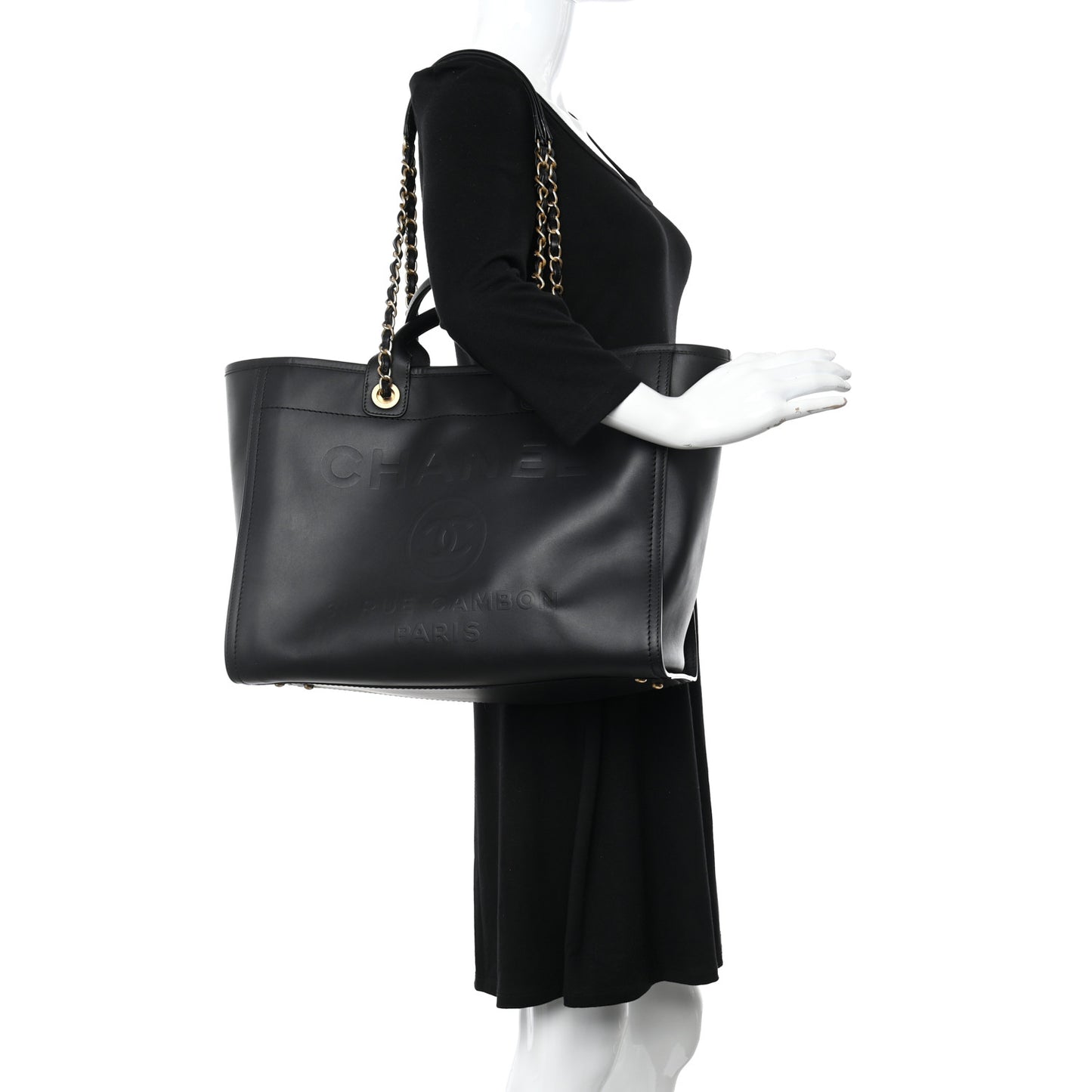 Calfskin Medium Deauville Tote Black