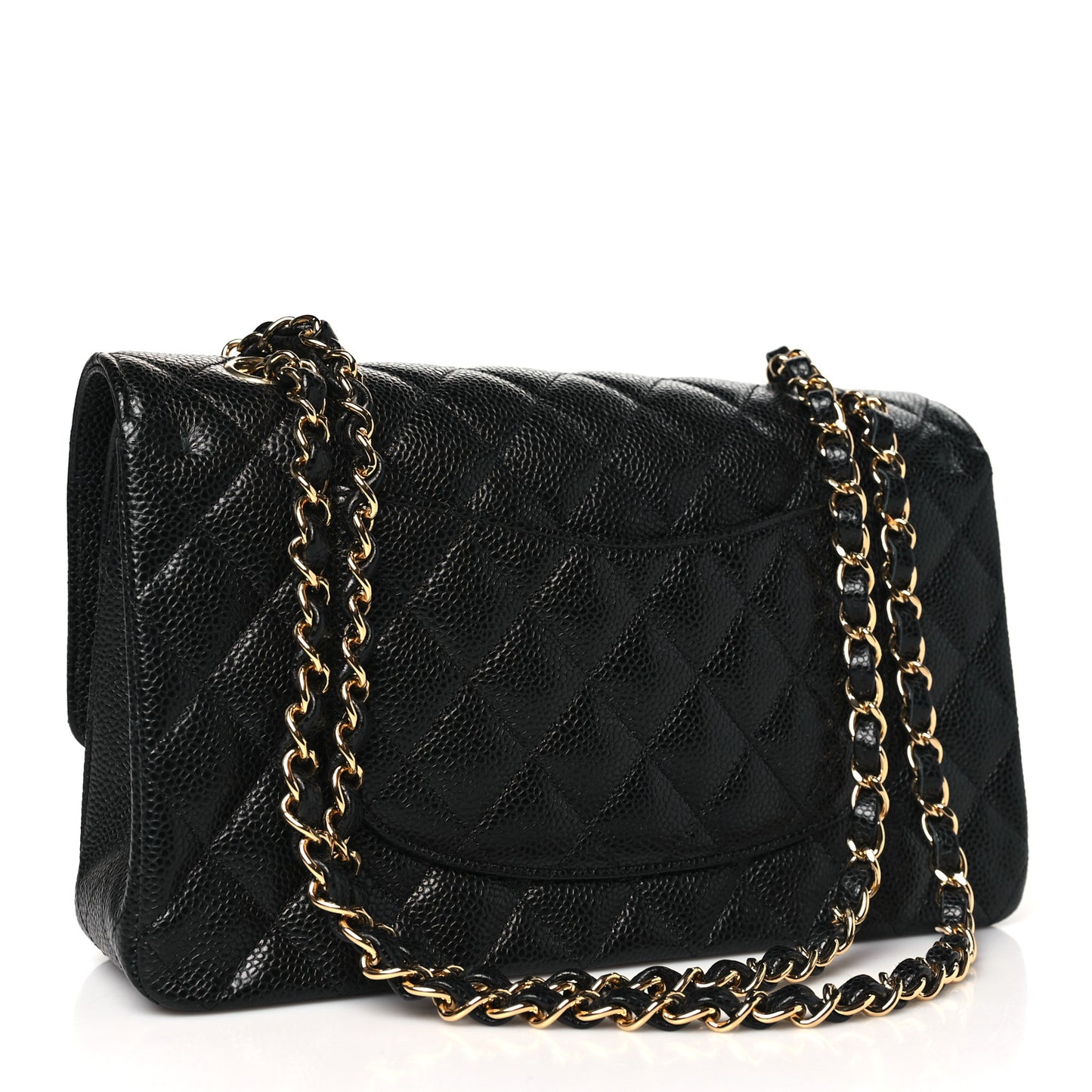 Caviar Quilted Medium Double Flap Black