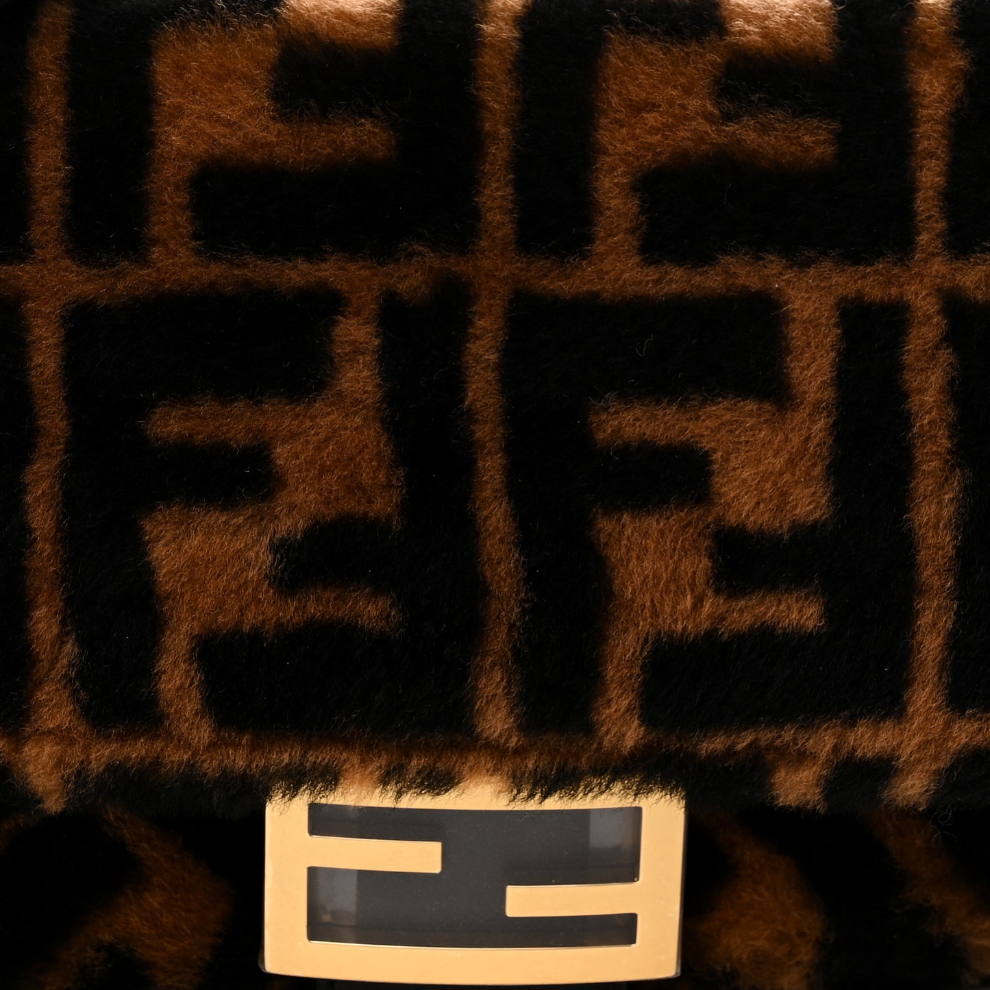 Shearling Vitello Dolce Macro FF 1974 Baguette Tobacco Black