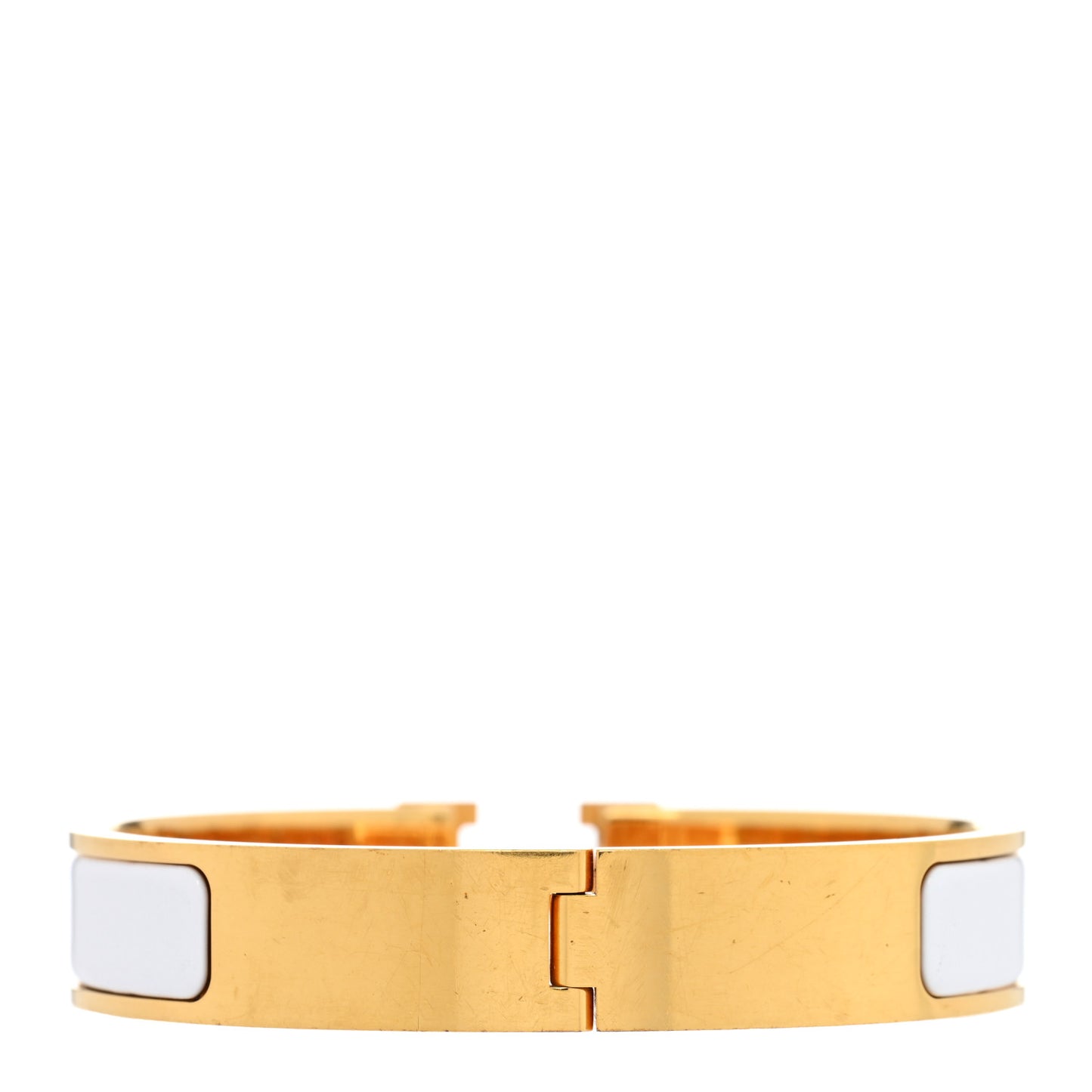 Enamel Narrow Clic Clac H Bracelet GM White