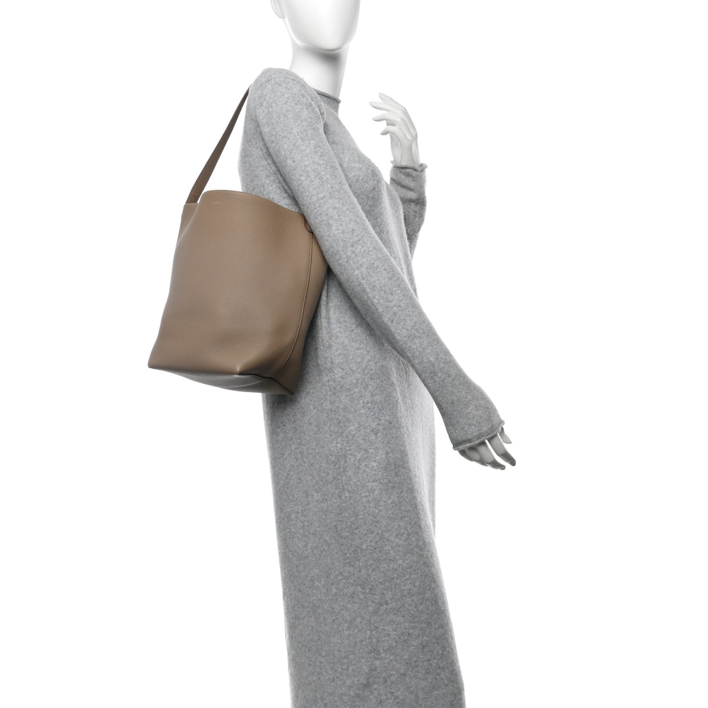 Grained Calfskin Medium N/S Park Tote Dark Taupe