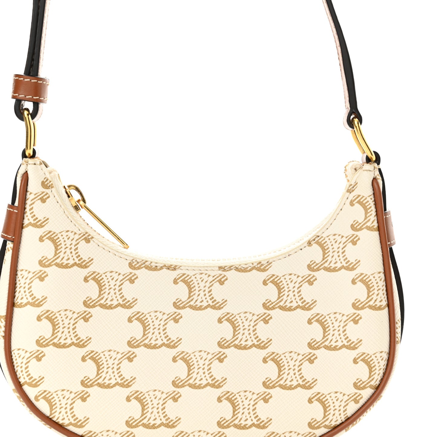 Canvas Calfskin Mini Ava Triomphe Shoulder Bag White