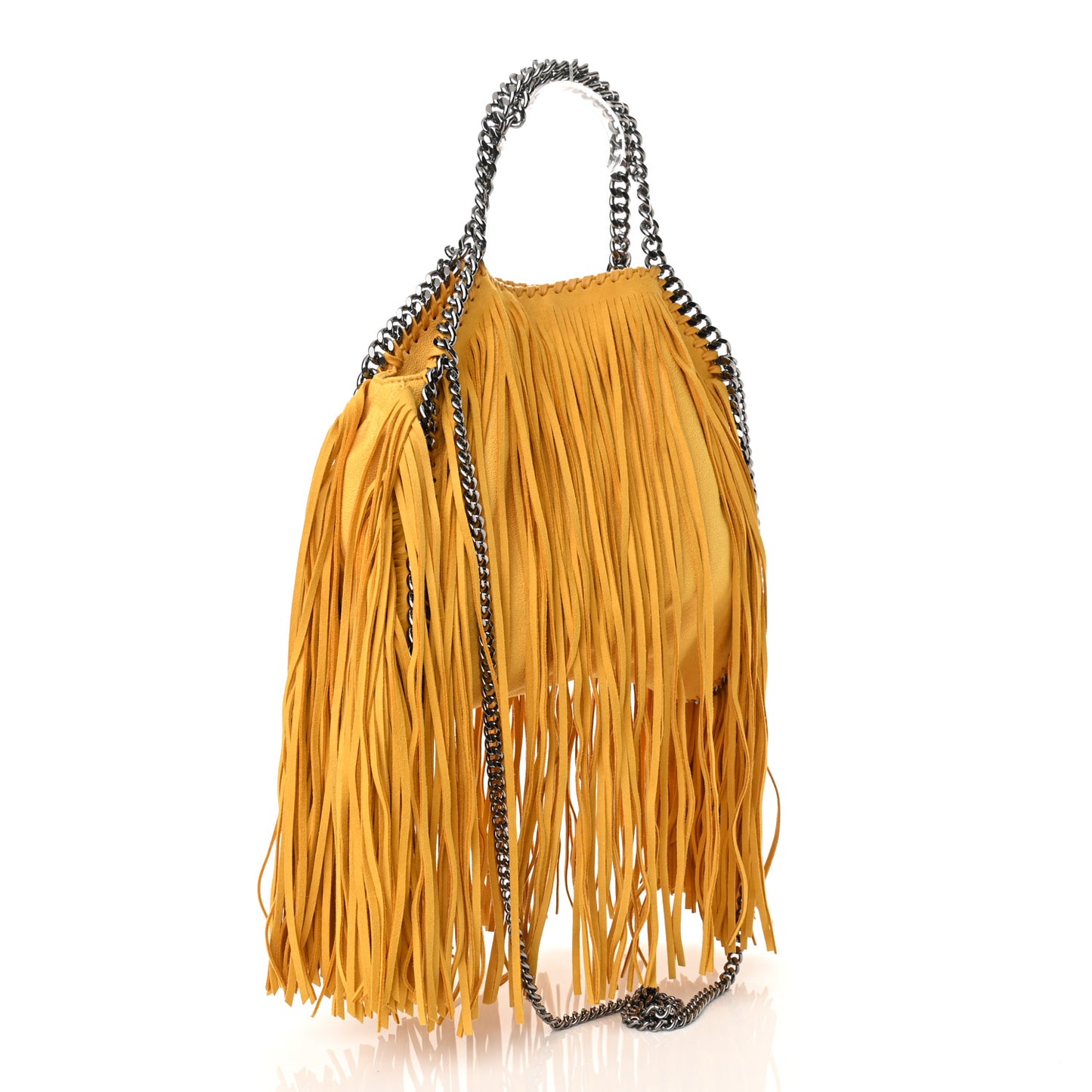 Shaggy Deer Fringe Mini Falabella Tote Lemon