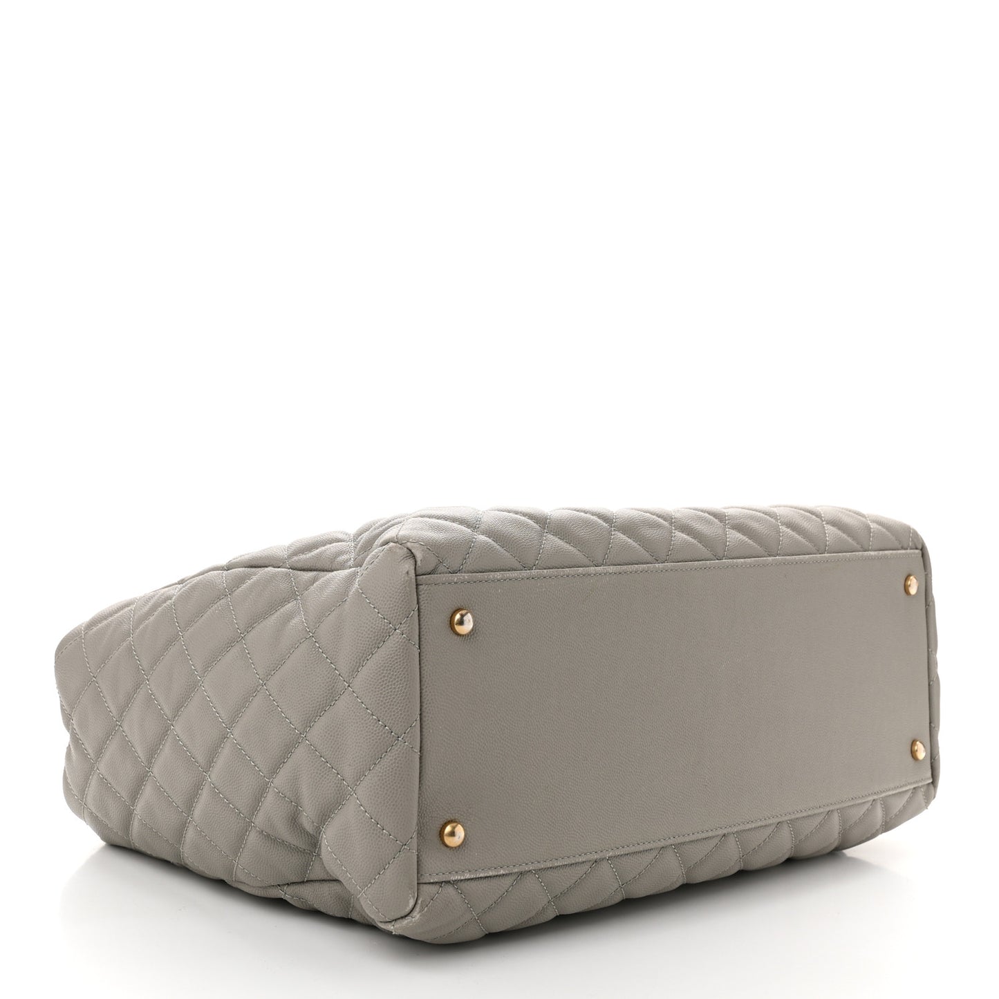 Caviar Quilted Large Coco Handle Shopping Tote Grey