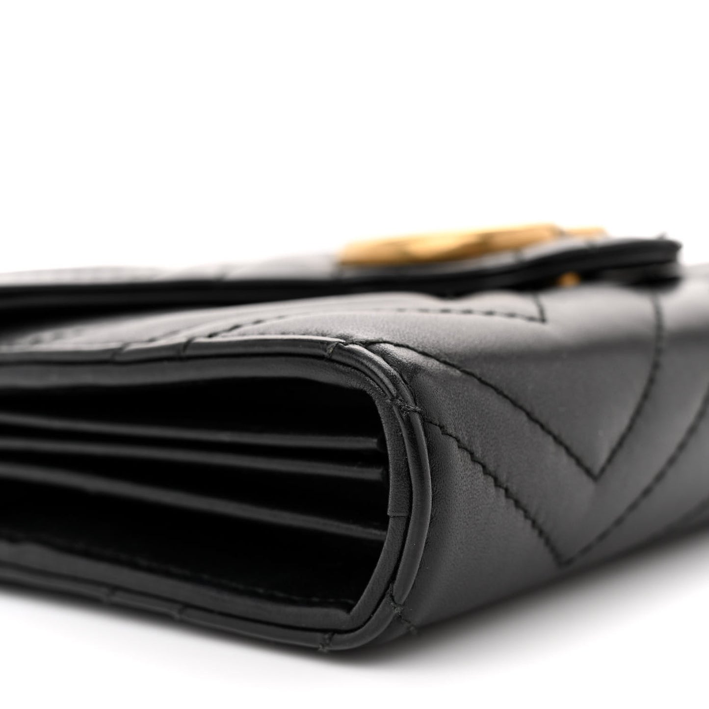 Calfskin Matelasse GG Marmont Chain Wallet Black