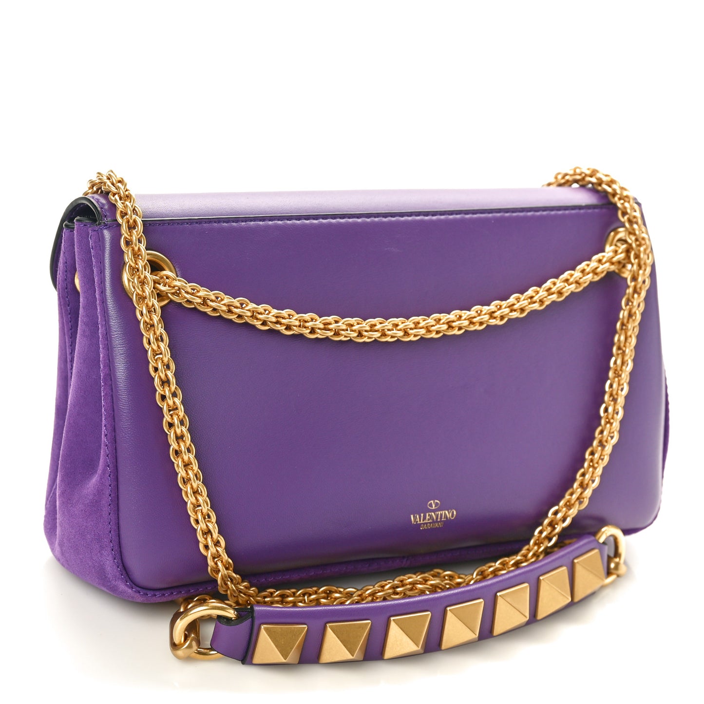 Nappa Suede Stud Sign Shoulder Bag Indian Violet