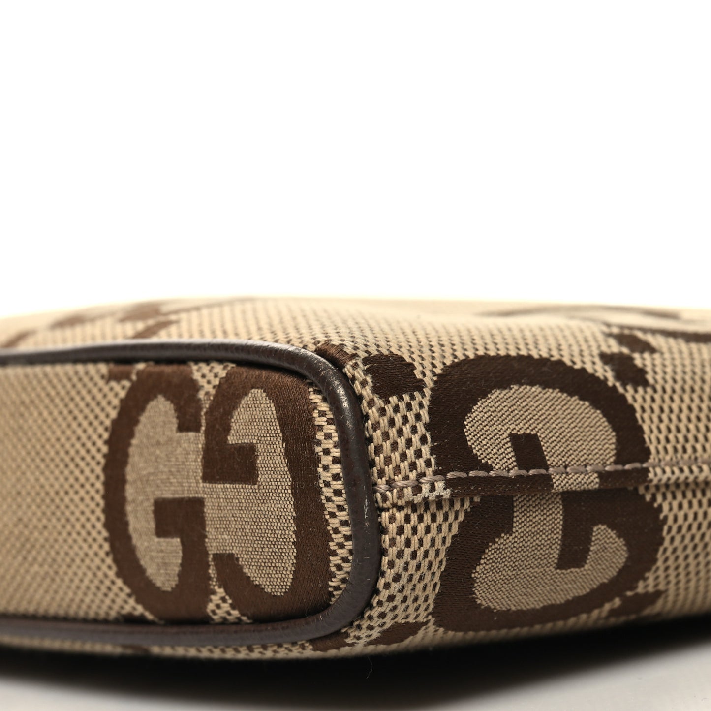 Monogram Jumbo GG Textured Dollar Calfskin Web Wristlet Messenger Bag Camel Ebony New Acero