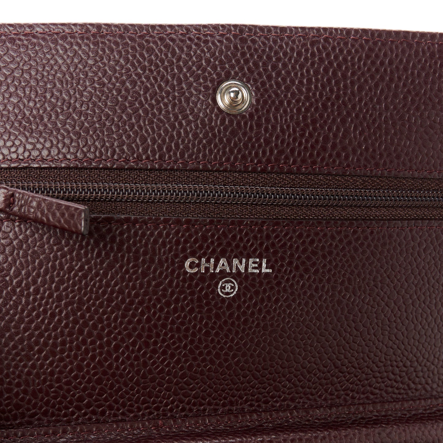 Caviar Quilted Wallet On Chain WOC Burgundy