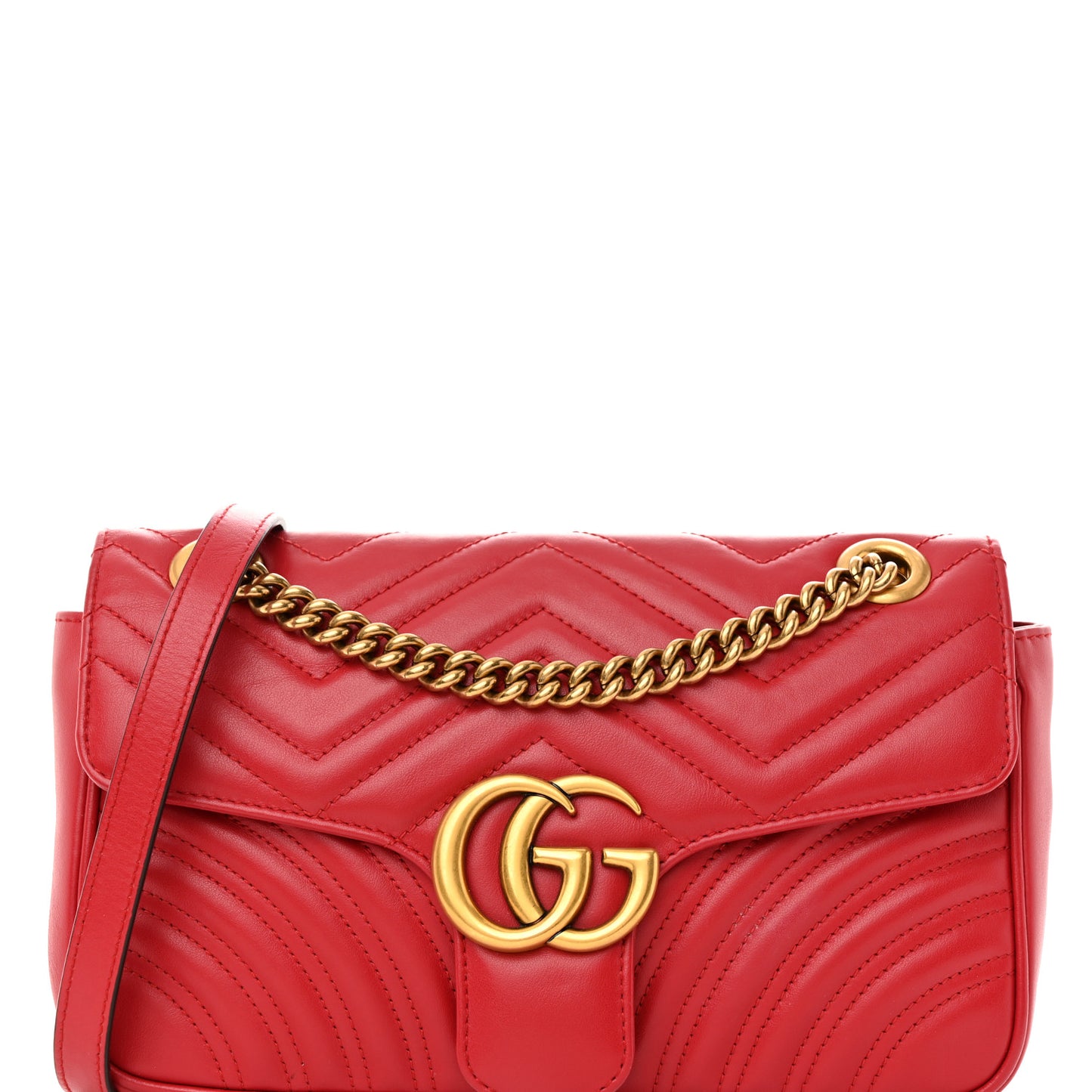 Calfskin Matelasse Small GG Marmont Shoulder Bag Hibiscus Red
